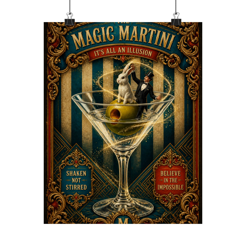 Martini Magician Wall Art Poster 18×24 Baroque Home Office Decor Maximalist Print
