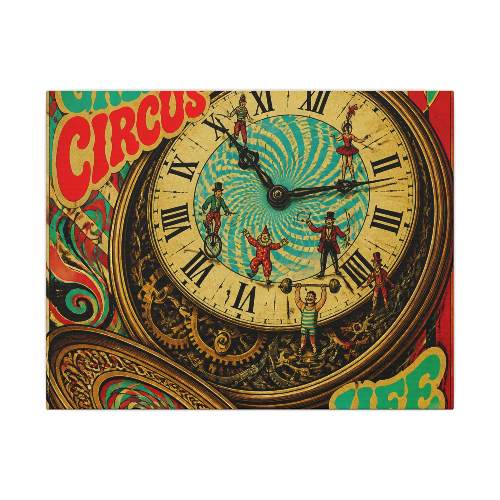 Pocket Watch Performers Wall Art Canvas 24×36 Psychedelic Dining Room Decor Maximalist Print