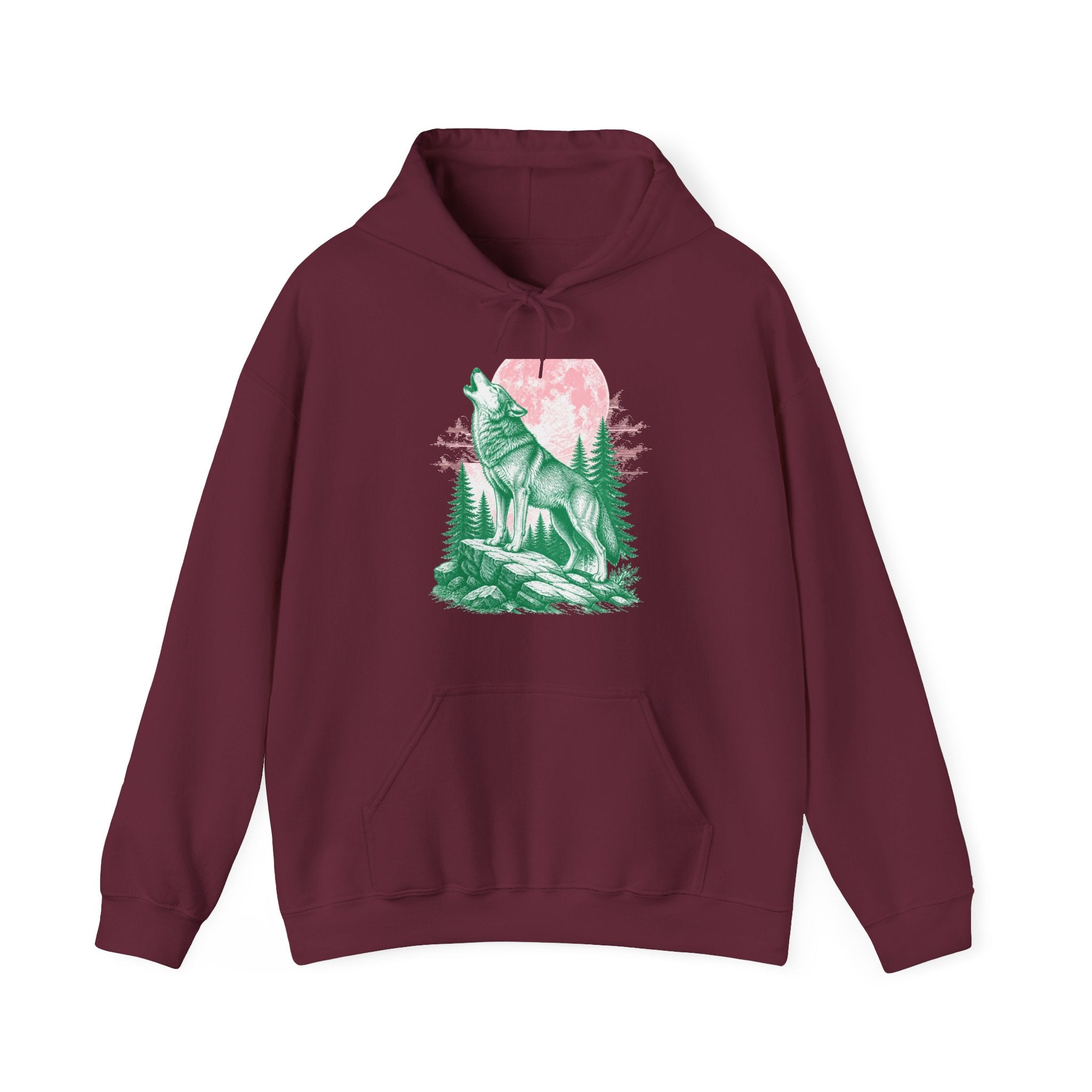 Matching Couple Sweatshirt - Wolf & Dove Matching Couple Hooded Sweatshirt Vintage Art His Hers Wedding Gift - Design A