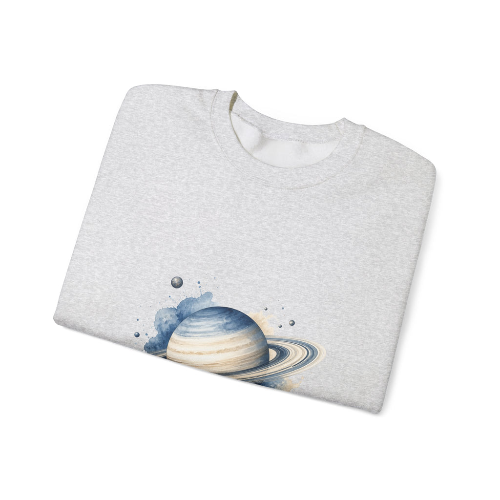 Matching Couple Sweatshirt - Saturn & Jupiter Matching Couple Crewneck Sweatshirt Watercolor Art His Hers Engagement Gift - Design A