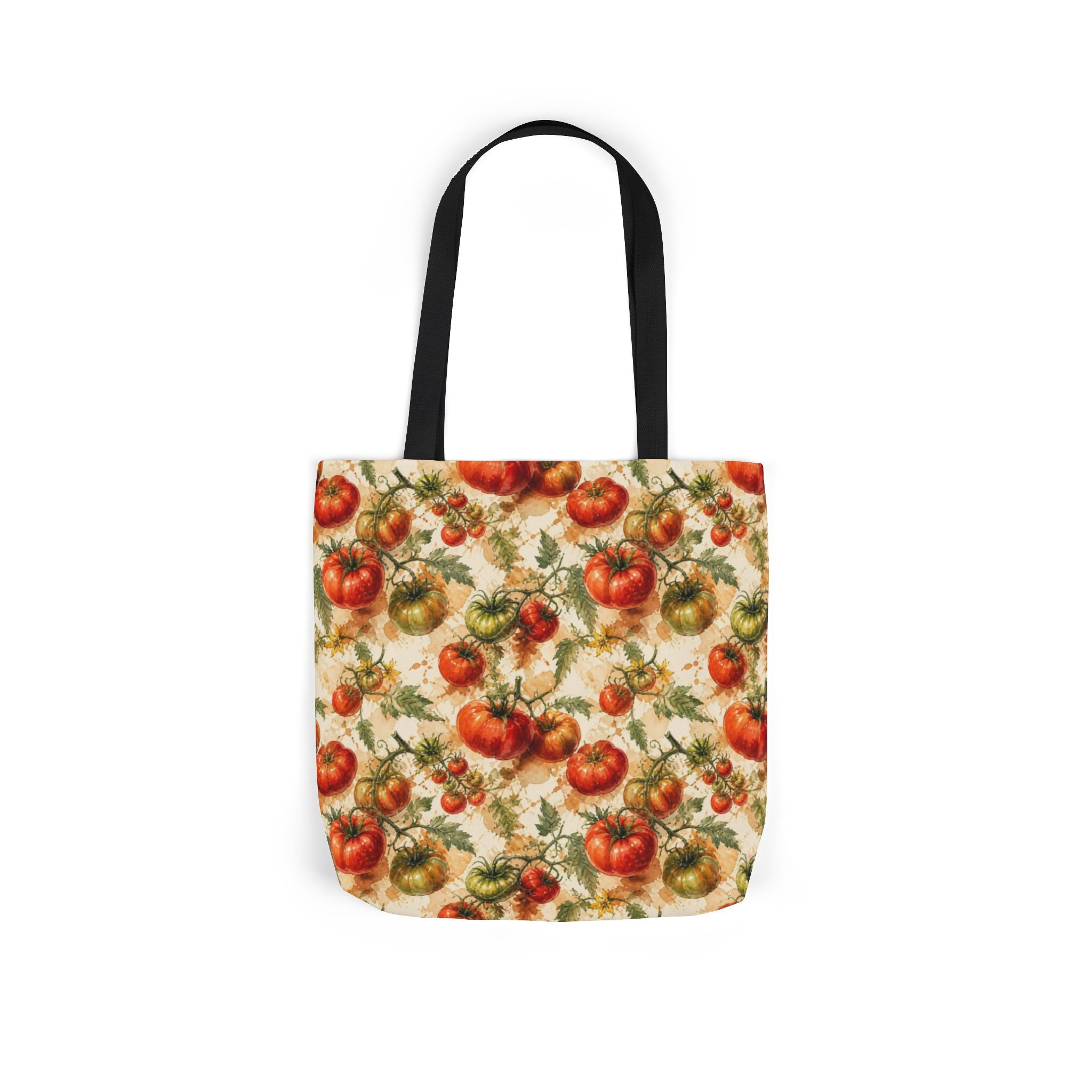 Heritage Tomatoes Canvas Tote Bag Mediterranean Kitchen Watercolor Splash Design Italian Cottagecore Gift