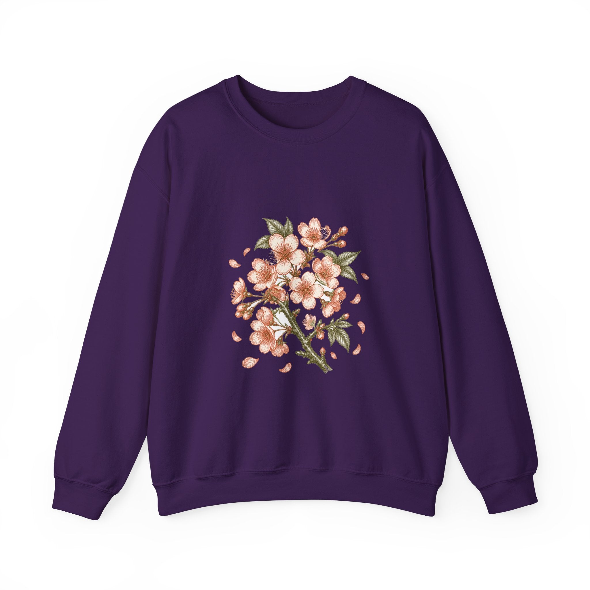 Matching Couple Sweatshirt - Cherry Blossom & Maple Leaf Matching Couple Comfort Colors Crew Vintage Art His Hers Honeymoon Gift - Design A