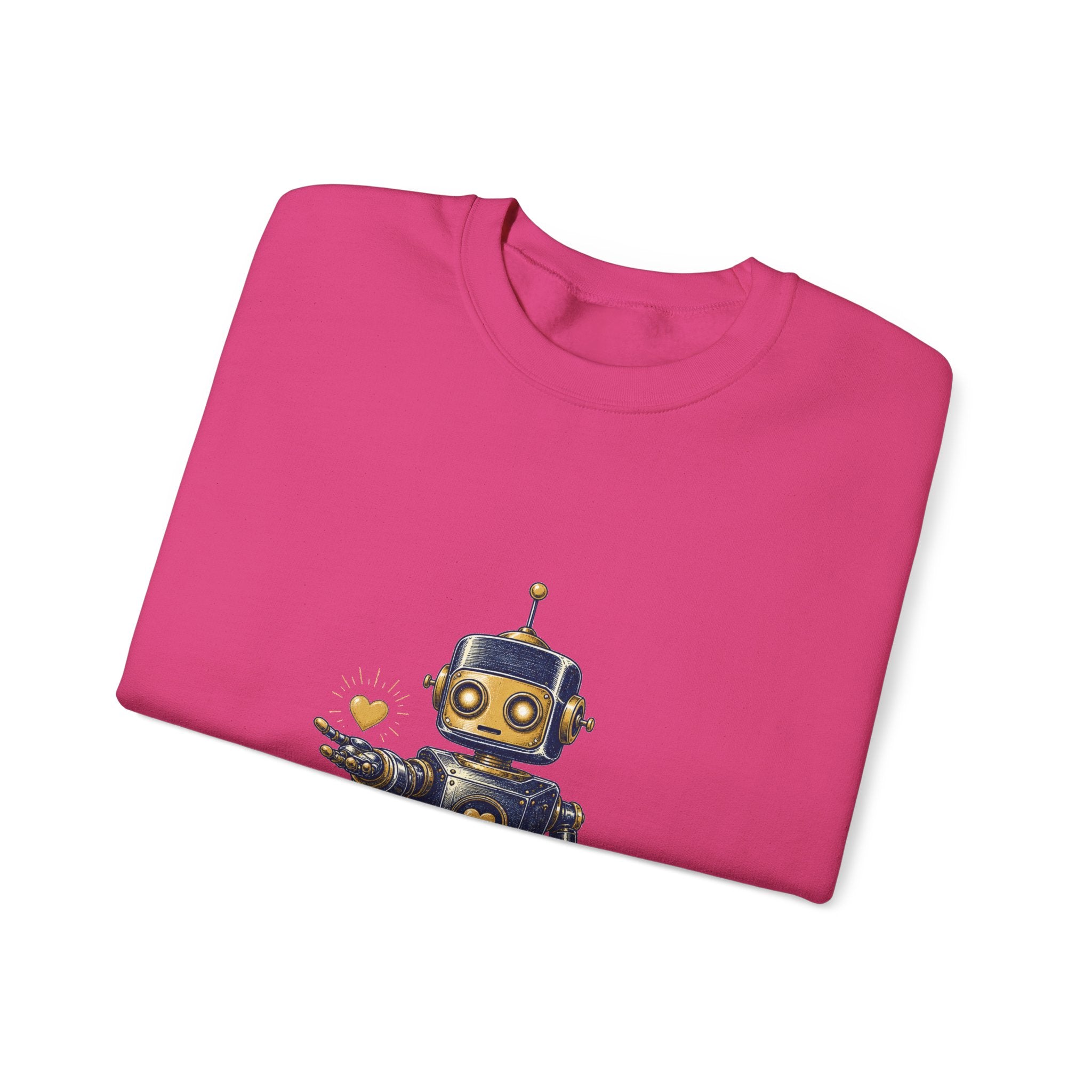 Matching Couple Sweatshirt - Robot & Heart Matching Couple Comfort Colors Crew Hand-Drawn Art His Hers Anniversary Gift - Design A