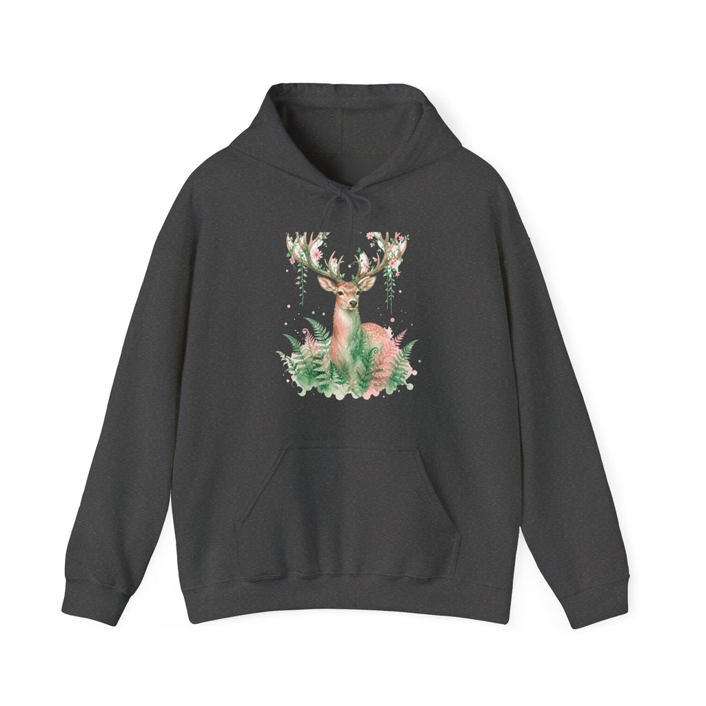 Matching Couple Sweatshirt - Bear & Deer Matching Couple Hooded Sweatshirt Watercolor Art His Hers Engagement Gift - Design B