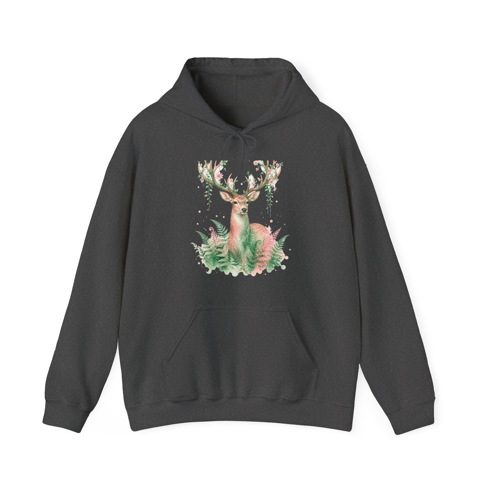Matching Couple Sweatshirt - Bear & Deer Matching Couple Hooded Sweatshirt Watercolor Art His Hers Engagement Gift - Design B