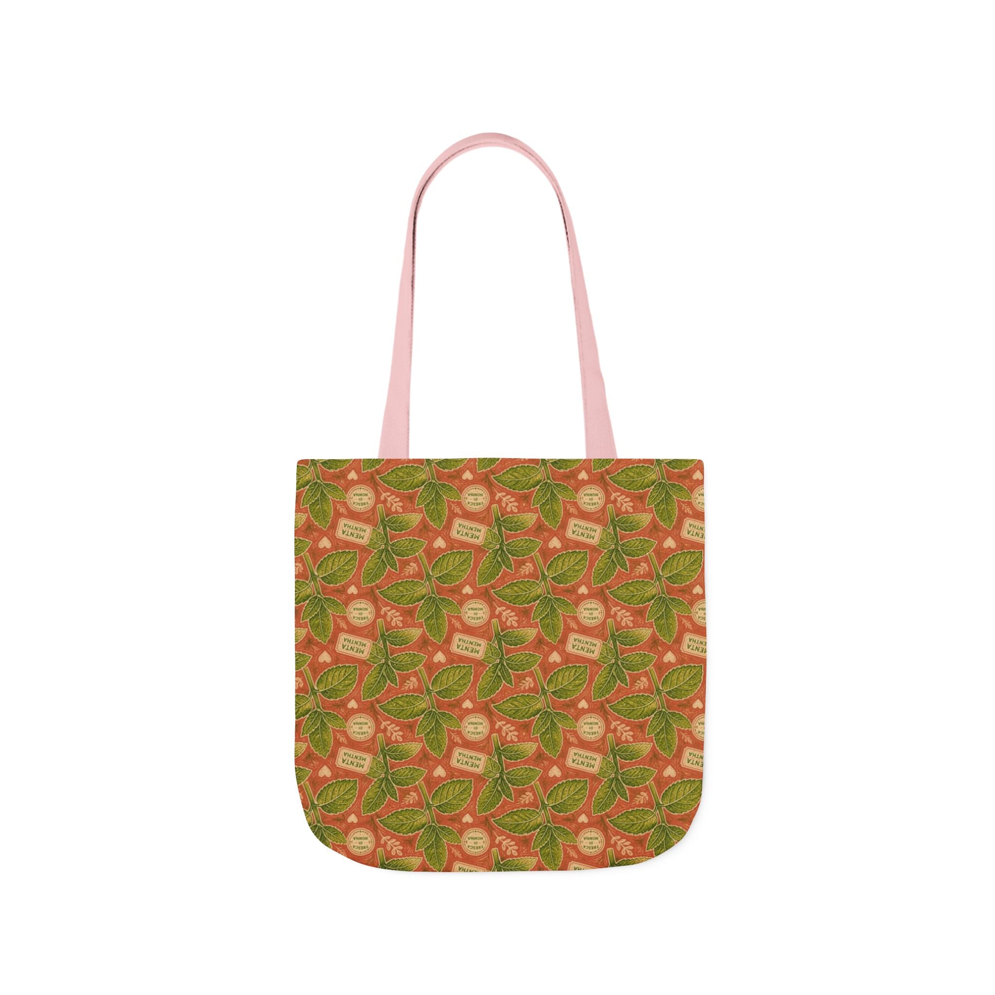 Fresh Mint Leaves Canvas Tote Bag Mediterranean Kitchen Linocut Design Italian Cottagecore Gift