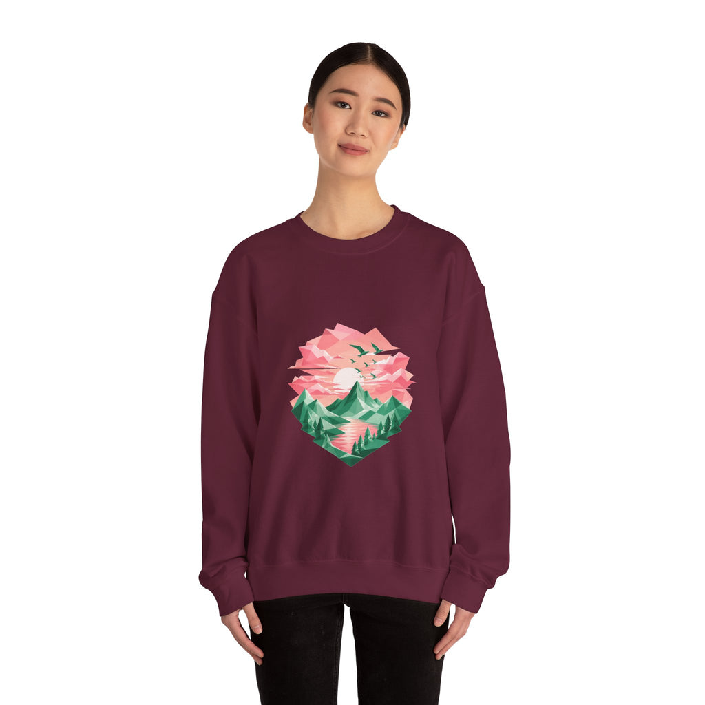 Matching Couple Sweatshirt - Sunrise & Sunset Matching Couple Crewneck Sweatshirt Geometric Art His Hers Couple Gift - Design B