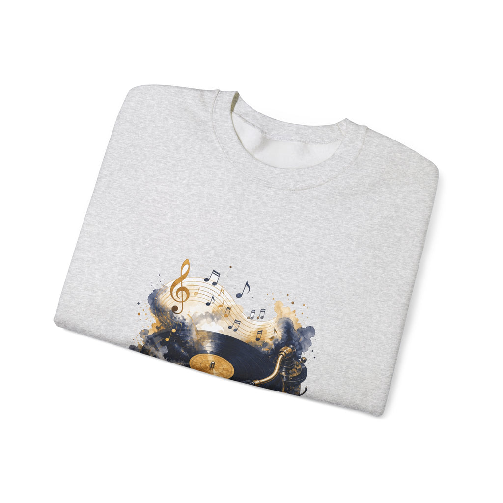 Matching Couple Sweatshirt - Vinyl & Cassette Matching Couple Crewneck Sweatshirt Watercolor Art His Hers Engagement Gift - Design A