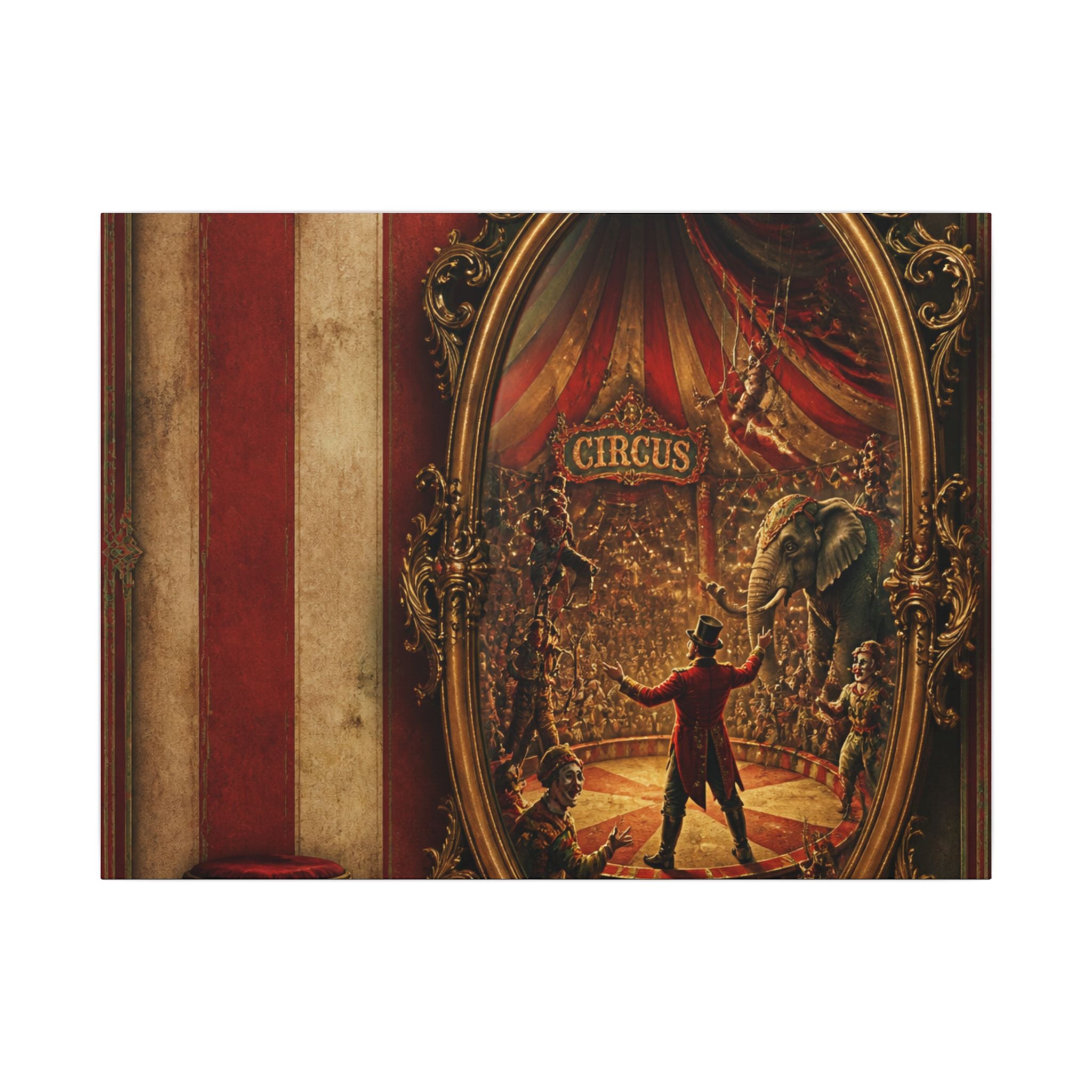 Vintage Mirror Circus Wall Art Canvas 24×36 Baroque Studio Decor Maximalist Print