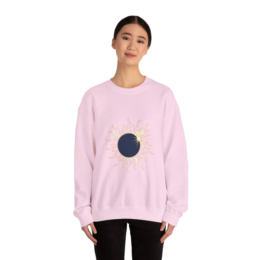 Matching Couple Sweatshirt - Solar & Lunar Eclipse Matching Couple Premium Fleece Sweatshirt Minimalist Art His Hers Christmas Gift - Design A