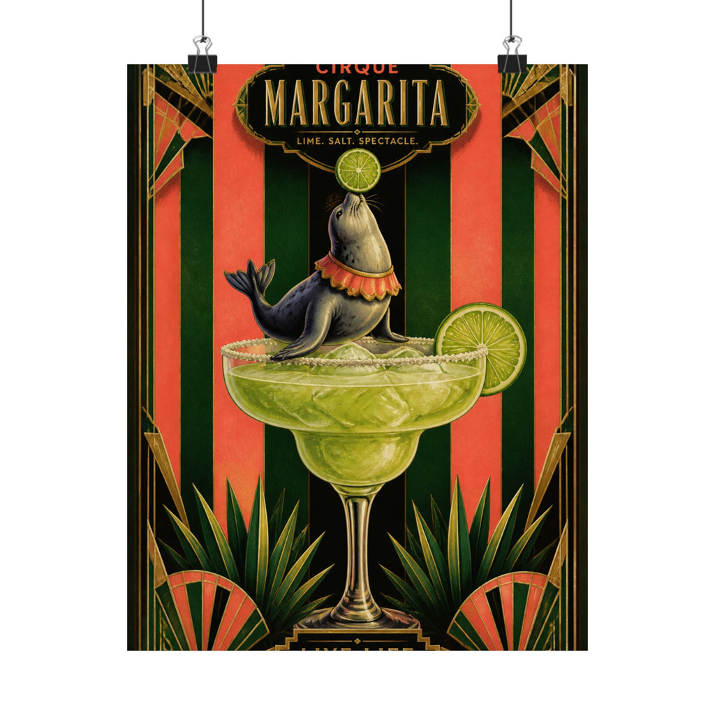 Margarita Balancing Seal Wall Art Poster 18×24 Art Deco Entryway Decor Maximalist Print