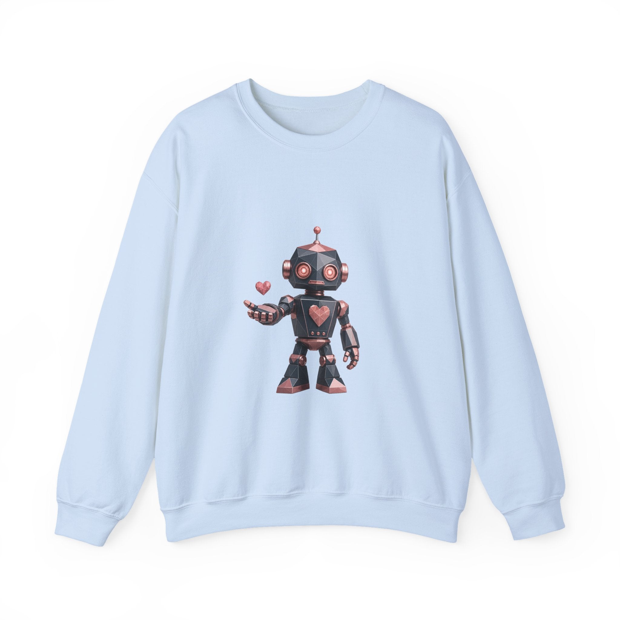 Matching Couple Sweatshirt - Robot & Heart Matching Couple Premium Fleece Sweatshirt Geometric Art His Hers Love Gift - Design A