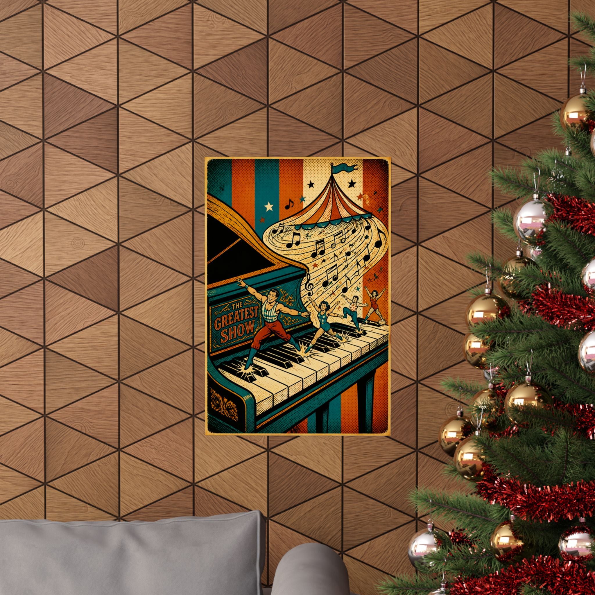 Grand Piano Acrobats Wall Art Poster 24×36 Pop Art Restaurant Decor Maximalist Print