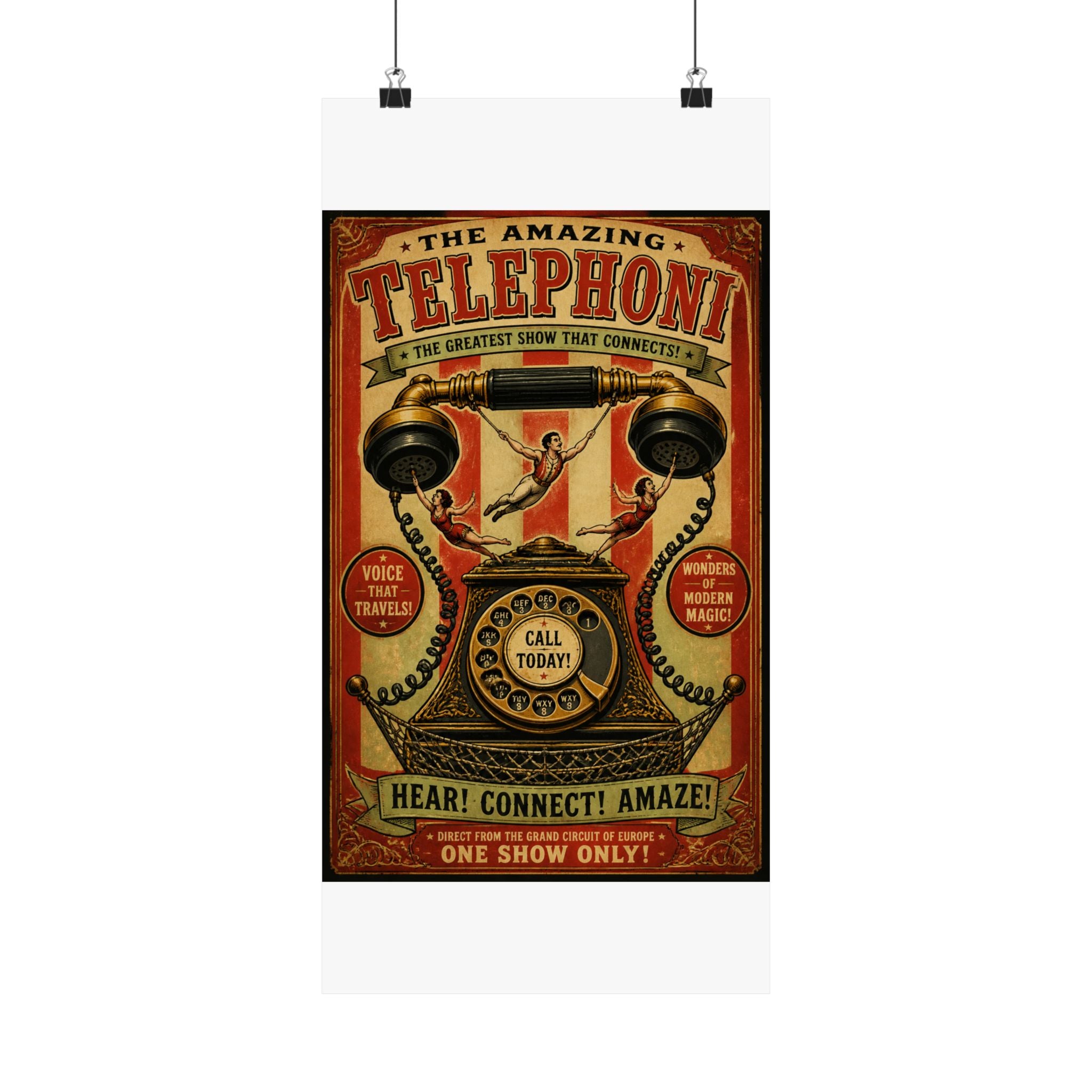 Vintage Telephone Booth Wall Art Poster 24×36 Vintage Circus Bedroom Decor Maximalist Print