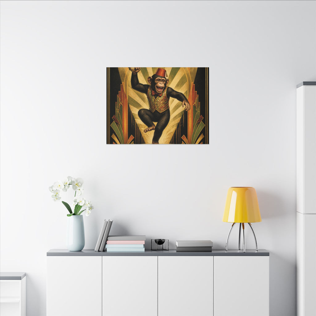 Dancing Monkey Wall Art Canvas 16×20 Art Deco Entryway Decor Maximalist Print