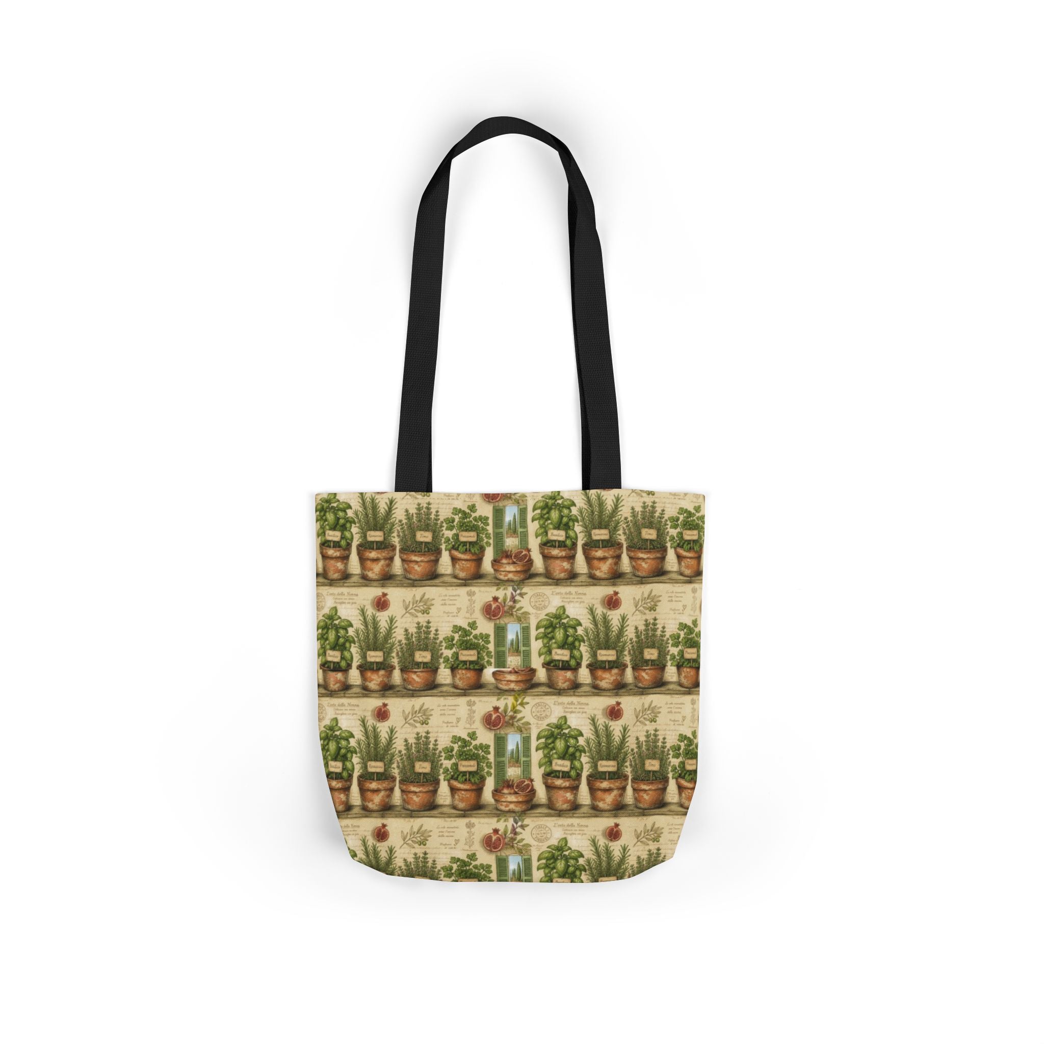 Terracotta Herb Pots Canvas Tote Bag Mediterranean Kitchen Botanical Design Italian Cottagecore Gift