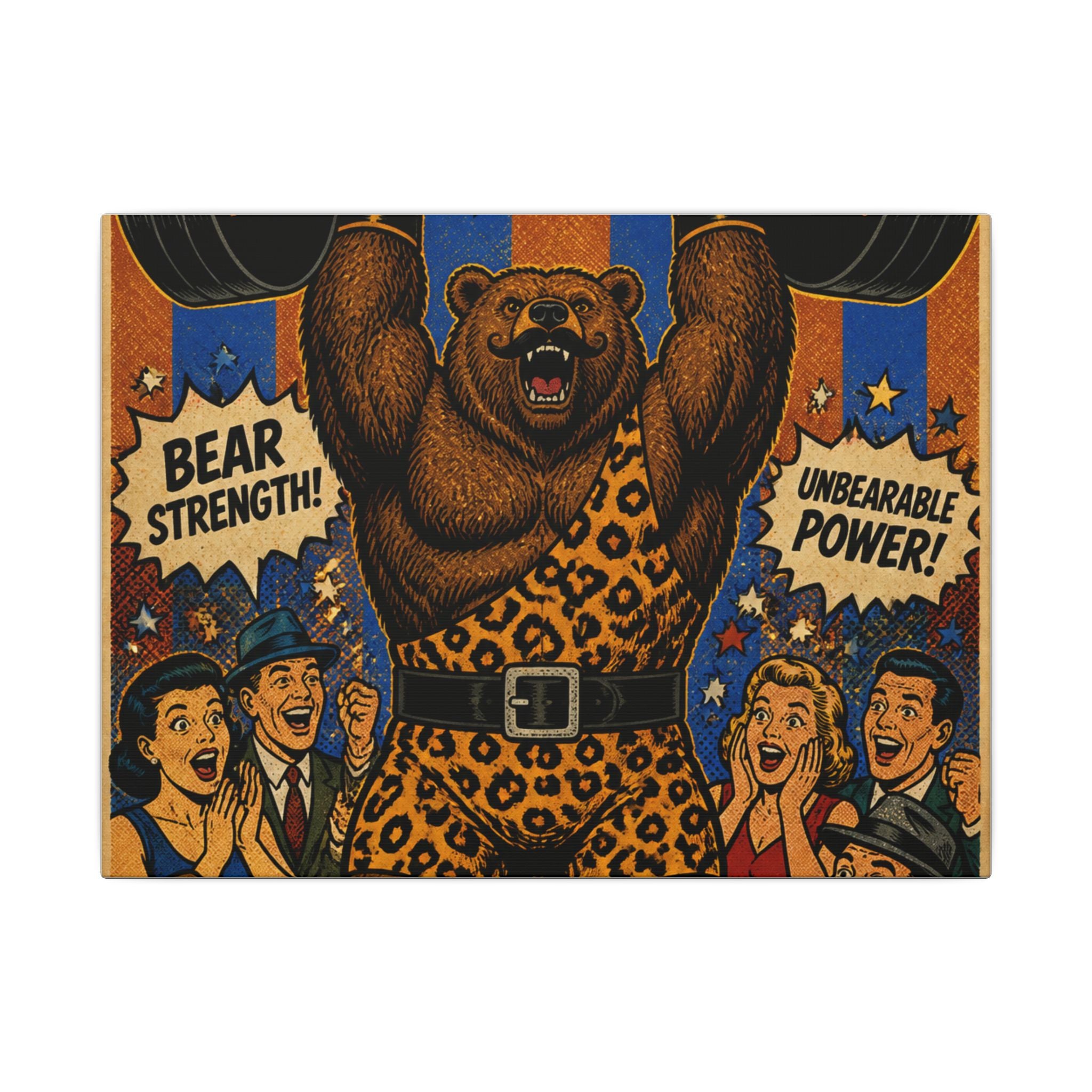Strongman Bear Wall Art Canvas 16×20 Pop Art Living Room Decor Maximalist Print