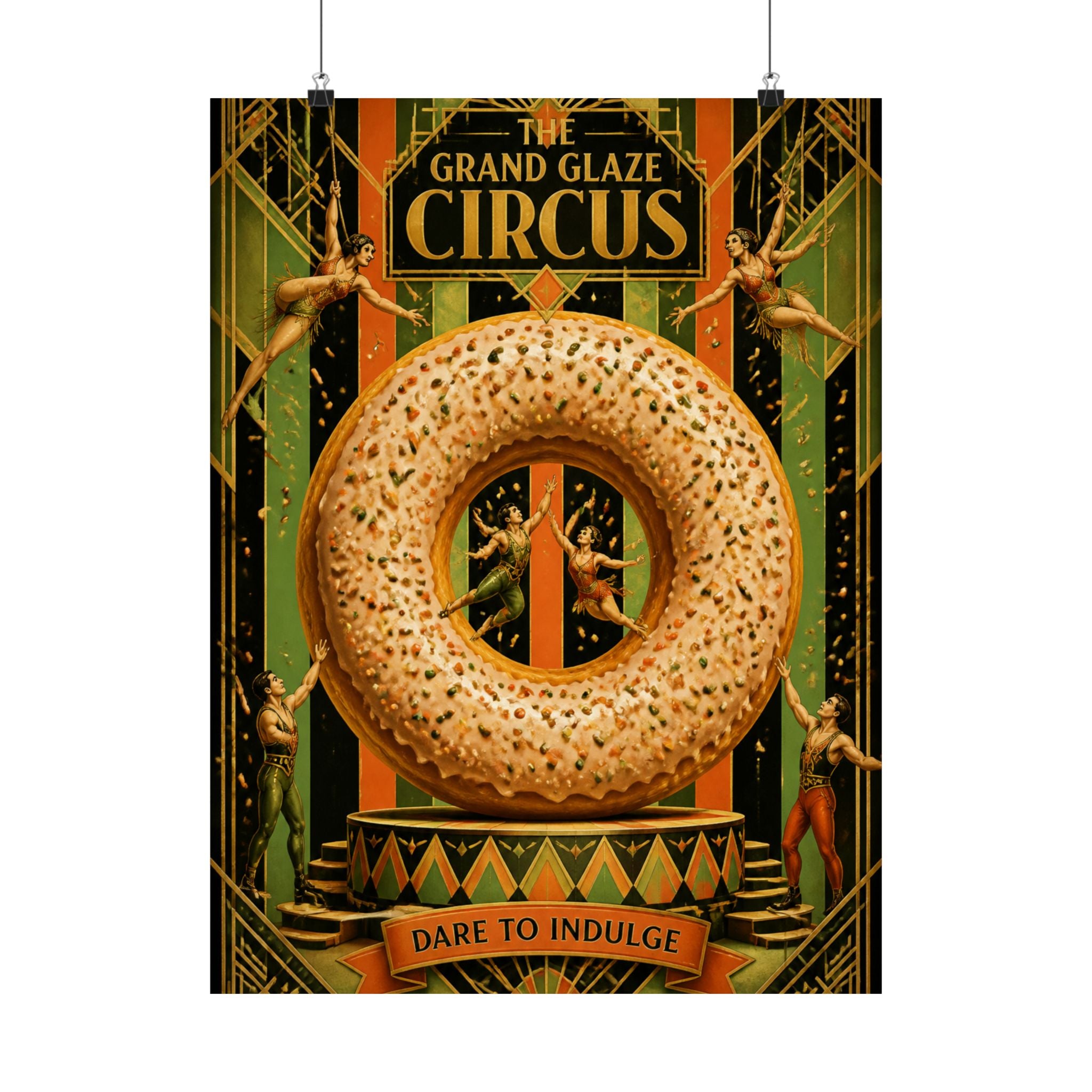 Donut Circus Ring Wall Art Poster 18×24 Art Deco Entryway Decor Maximalist Print