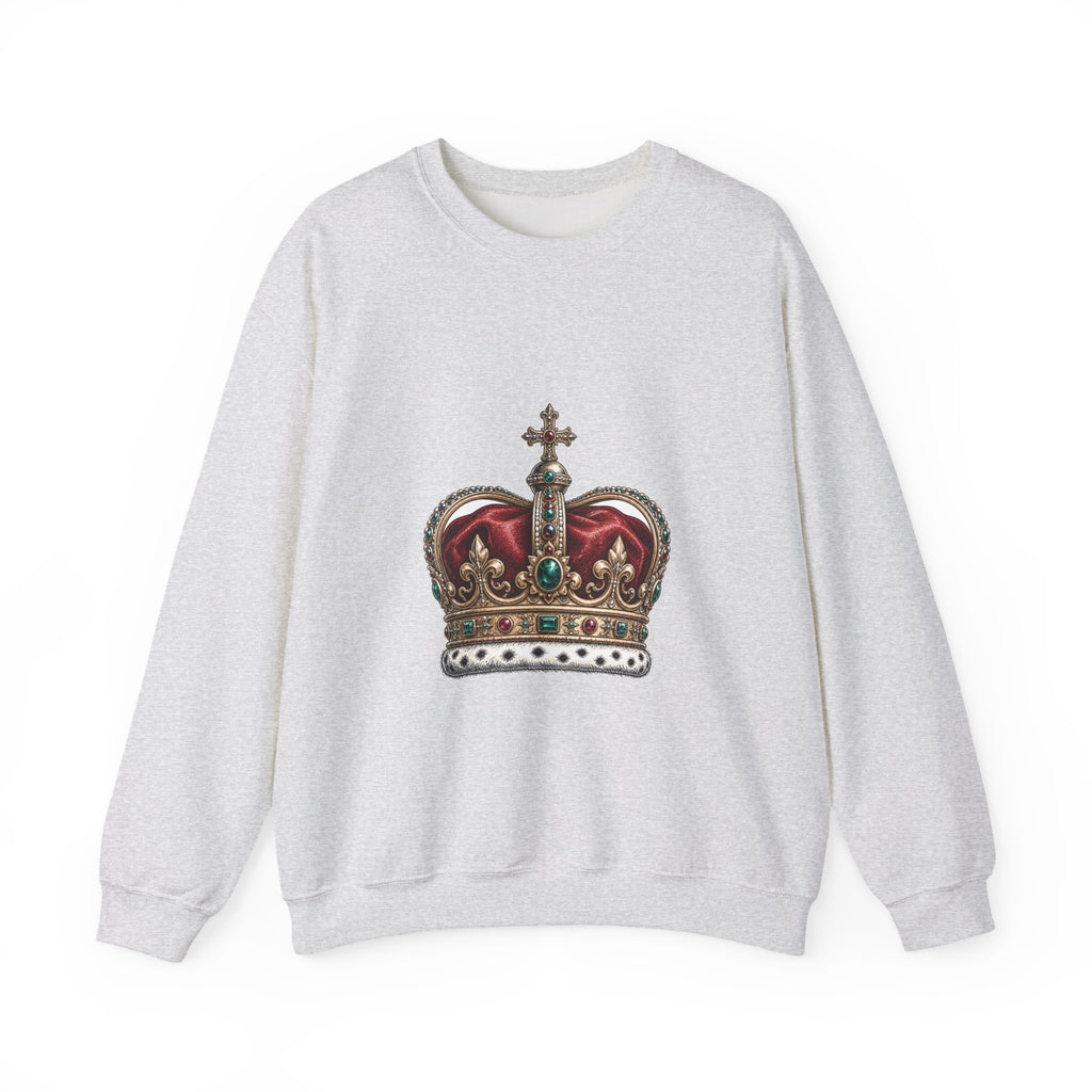 Matching Couple Sweatshirt - Crown & Shield Matching Couple Crewneck Sweatshirt Hand-Drawn Art His Hers Best Friend Gift - Design A