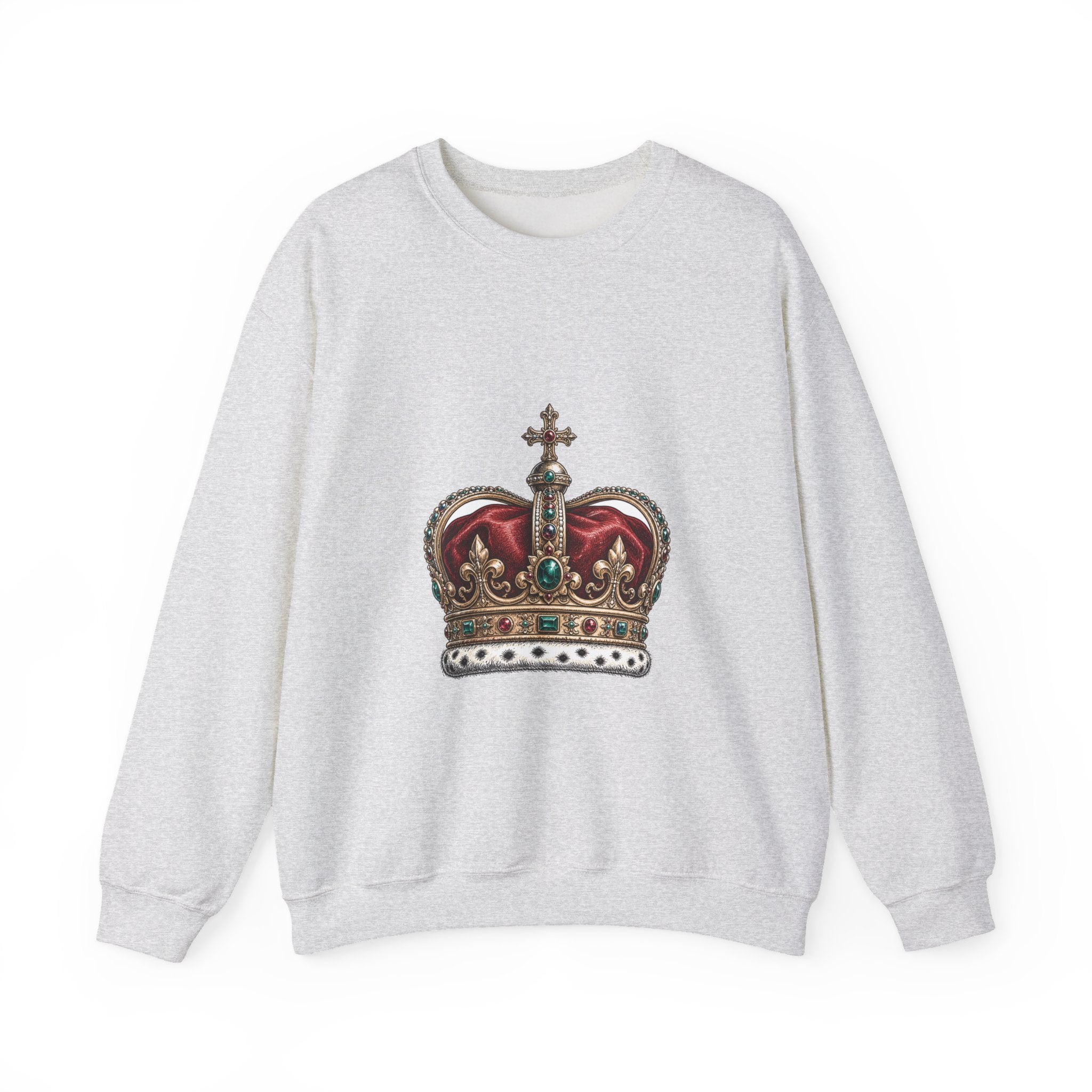 Matching Couple Sweatshirt - Crown & Shield Matching Couple Crewneck Sweatshirt Hand-Drawn Art His Hers Best Friend Gift - Design A