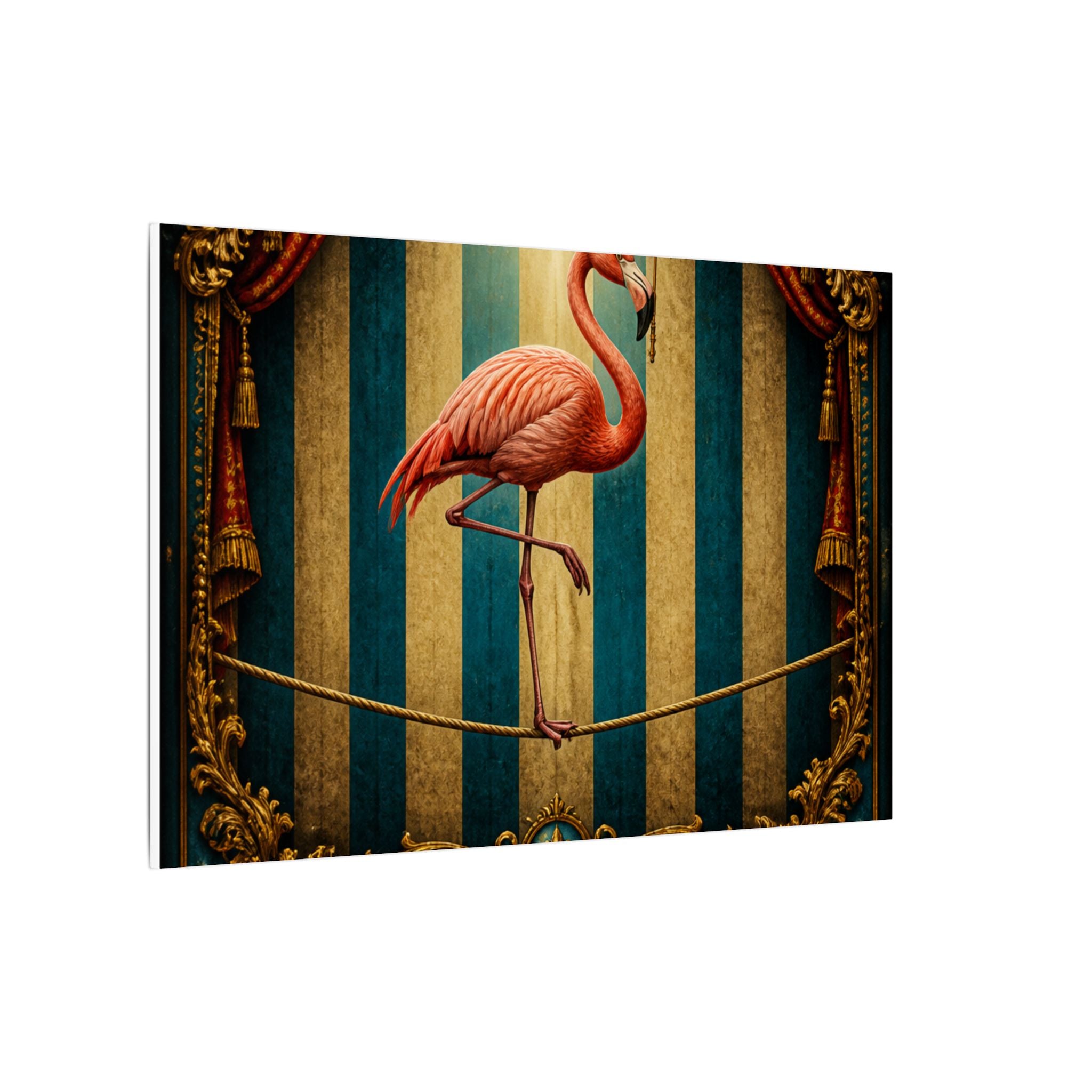 Flamingo Tightrope Wall Art Canvas 24×36 Baroque Studio Decor Maximalist Print