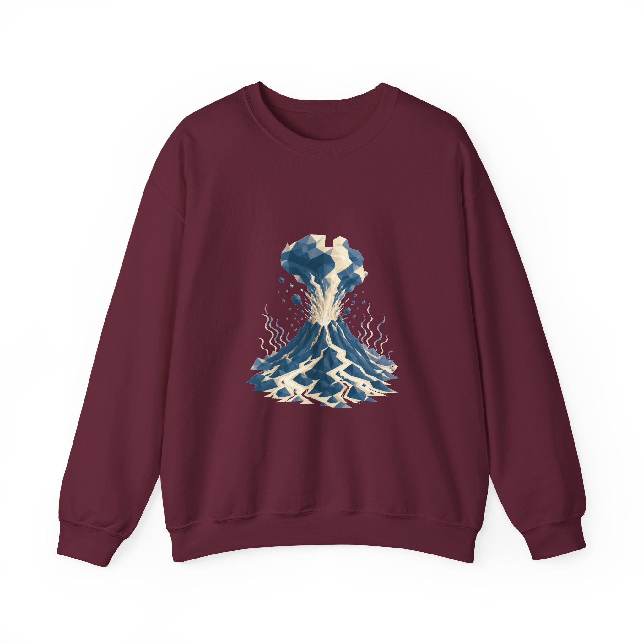 Matching Couple Sweatshirt - Volcano & Glacier Matching Couple Premium Fleece Sweatshirt Geometric Art His Hers Love Gift - Design A