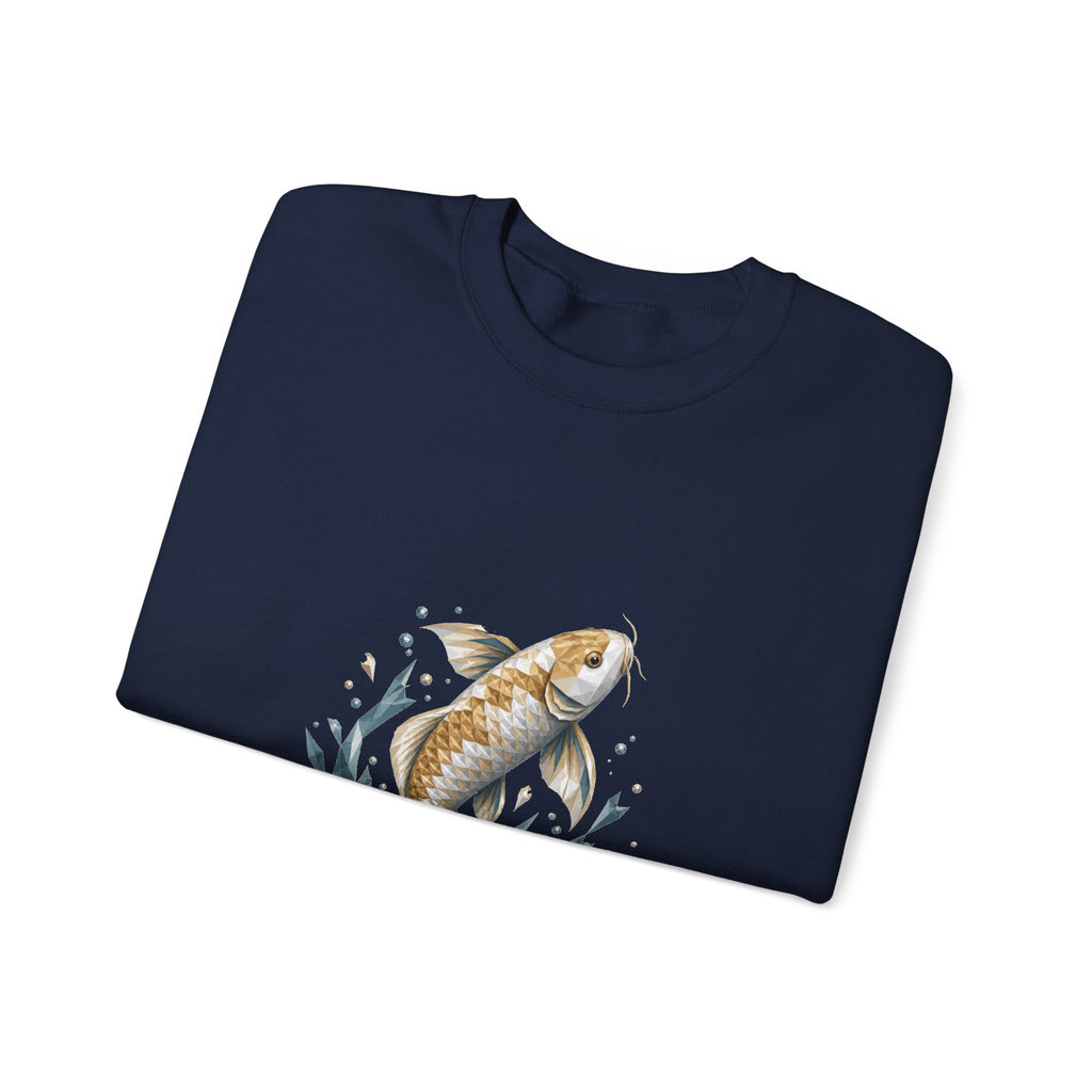 Matching Couple Sweatshirt - Koi Fish Yin Yang Matching Couple Crewneck Sweatshirt Geometric Art His Hers Couple Gift - Design A