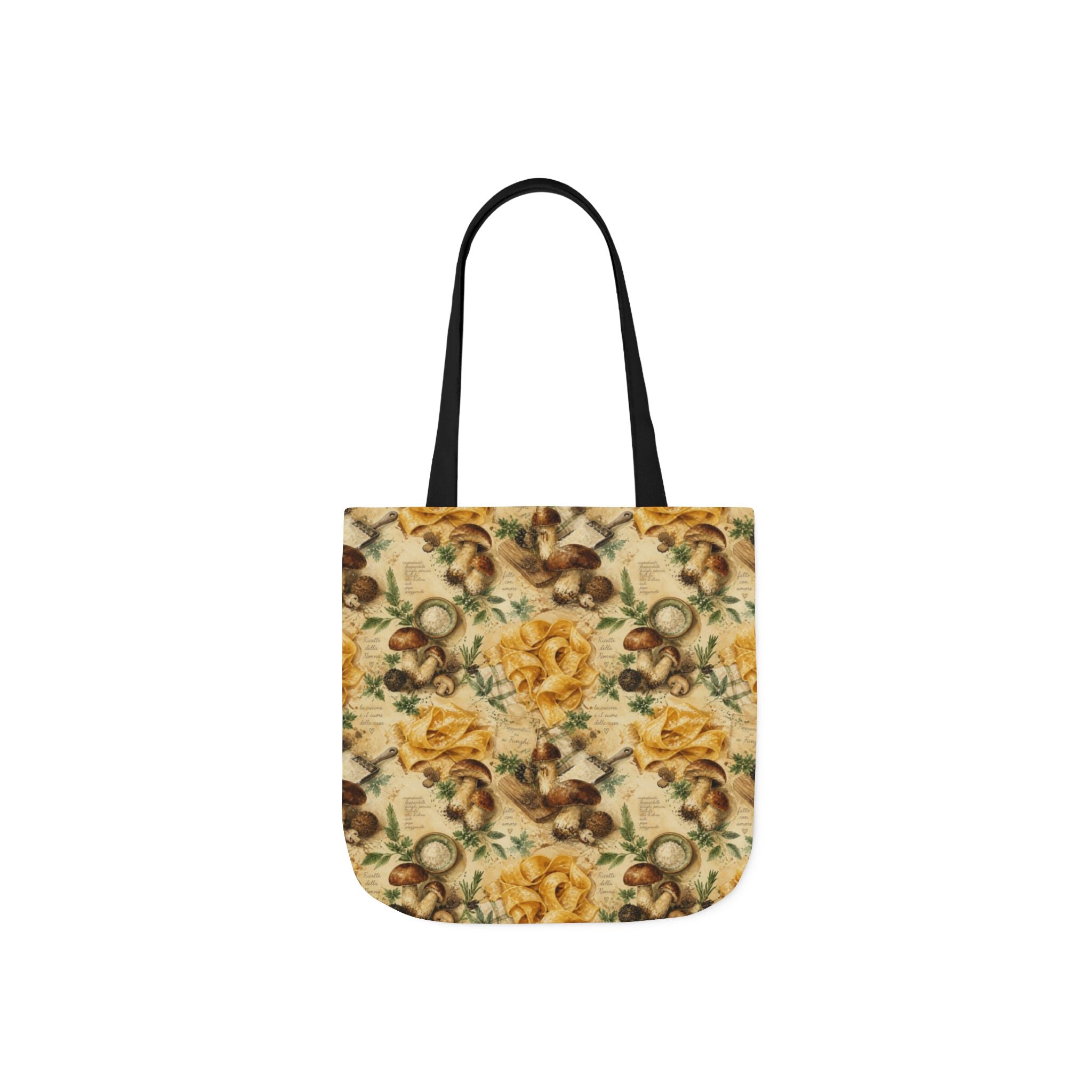 Pappardelle Ribbons Canvas Tote Bag Mediterranean Kitchen Watercolor Splash Design Italian Cottagecore Gift