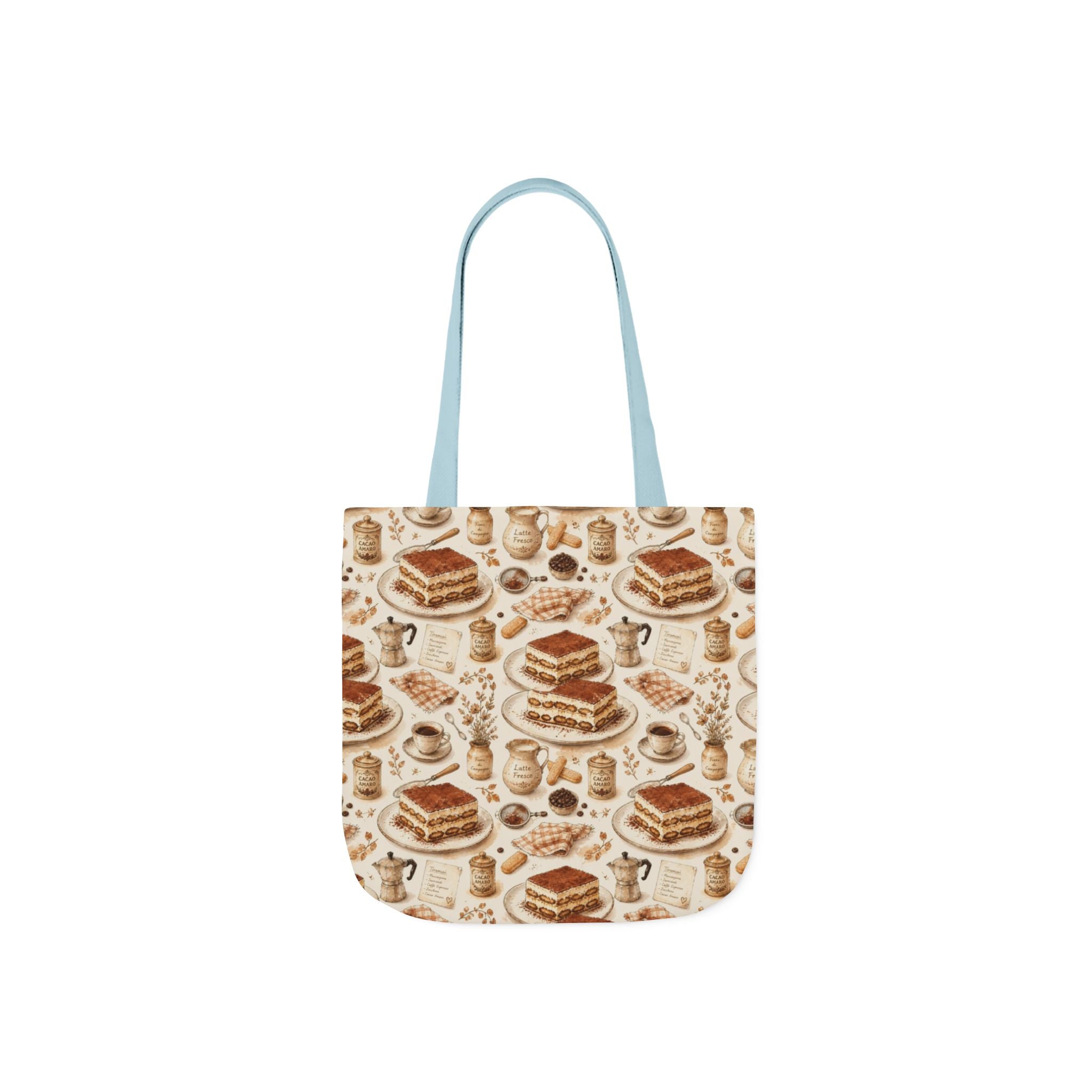 Tiramisu Layers Canvas Tote Bag Mediterranean Kitchen Watercolor Design Italian Cottagecore Gift
