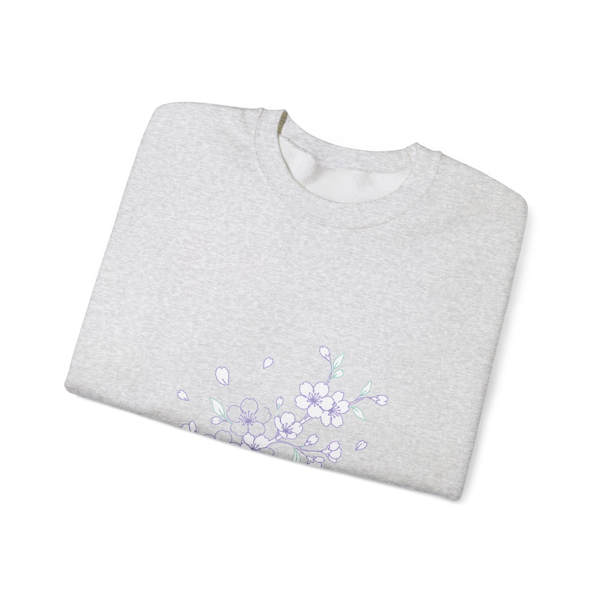 Matching Couple Sweatshirt - Cherry Blossom & Maple Leaf Matching Couple Crewneck Sweatshirt Minimalist Art His Hers Valentine Gift - Design A