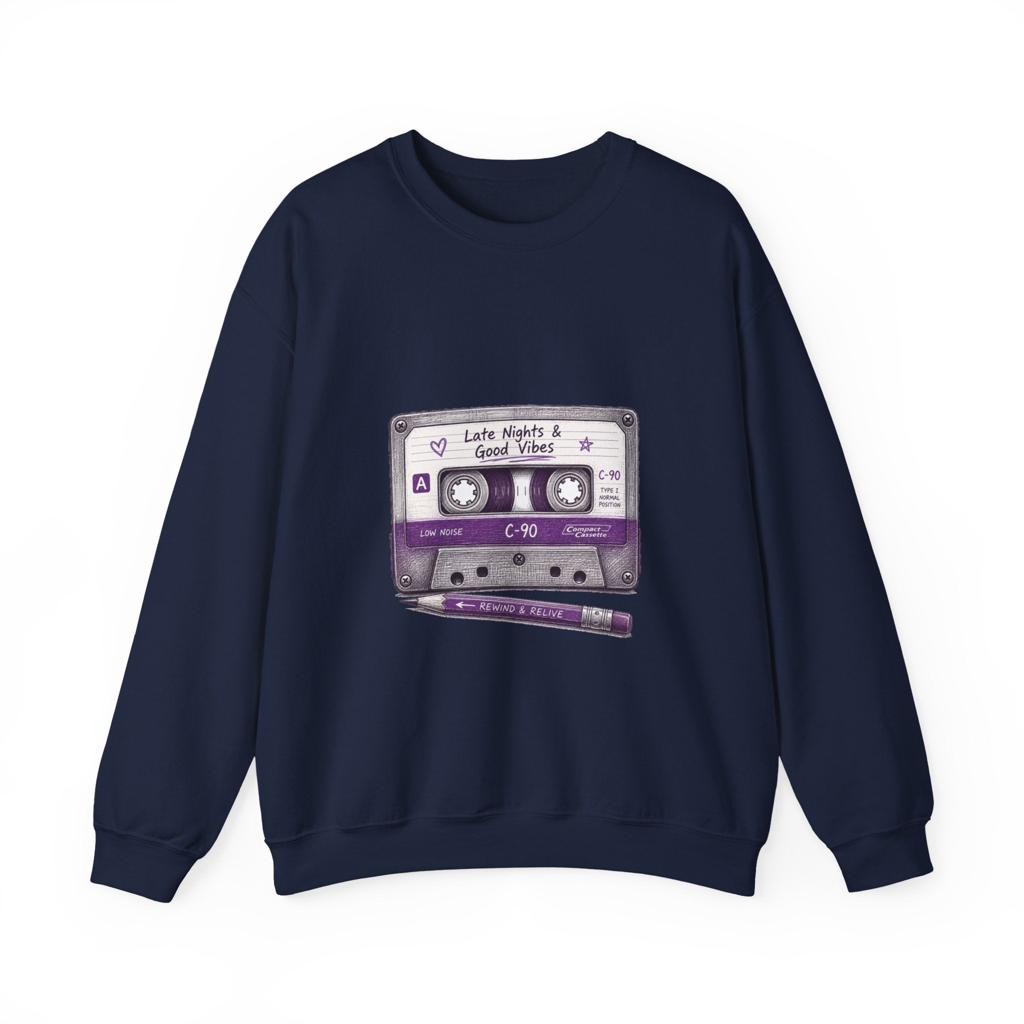 Matching Couple Sweatshirt - Vinyl & Cassette Matching Couple Crewneck Sweatshirt Hand-Drawn Art His Hers Best Friend Gift - Design B