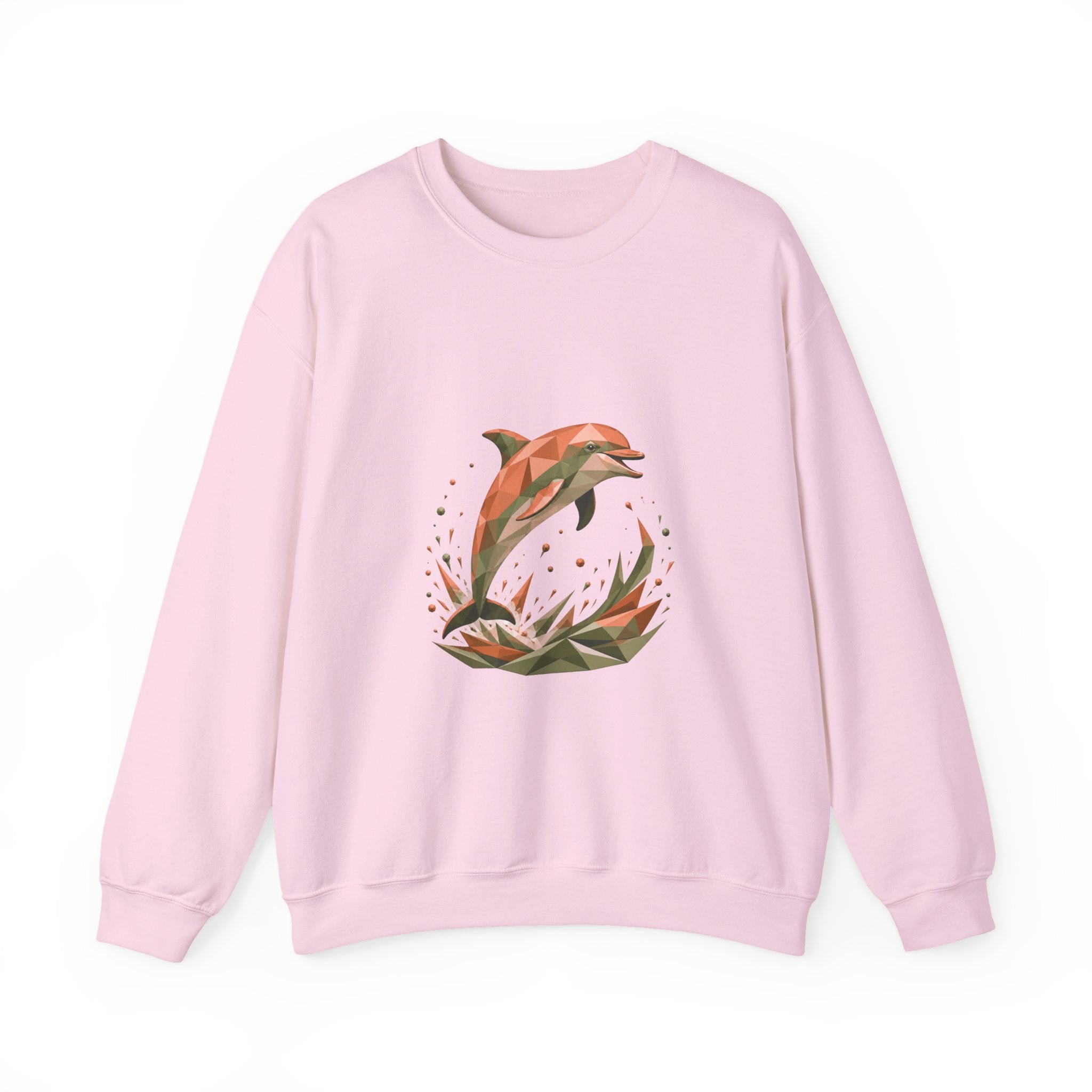 Matching Couple Sweatshirt - Shark & Dolphin Matching Couple Crewneck Sweatshirt Geometric Art His Hers Couple Gift - Design B