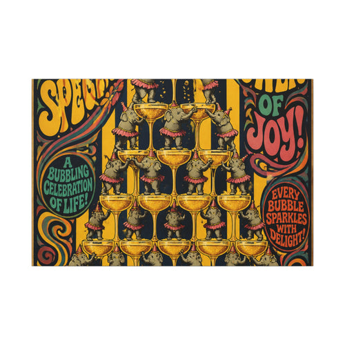 Champagne Tower Elephants Wall Art Canvas 24×36 Psychedelic Dining Room Decor Maximalist Print