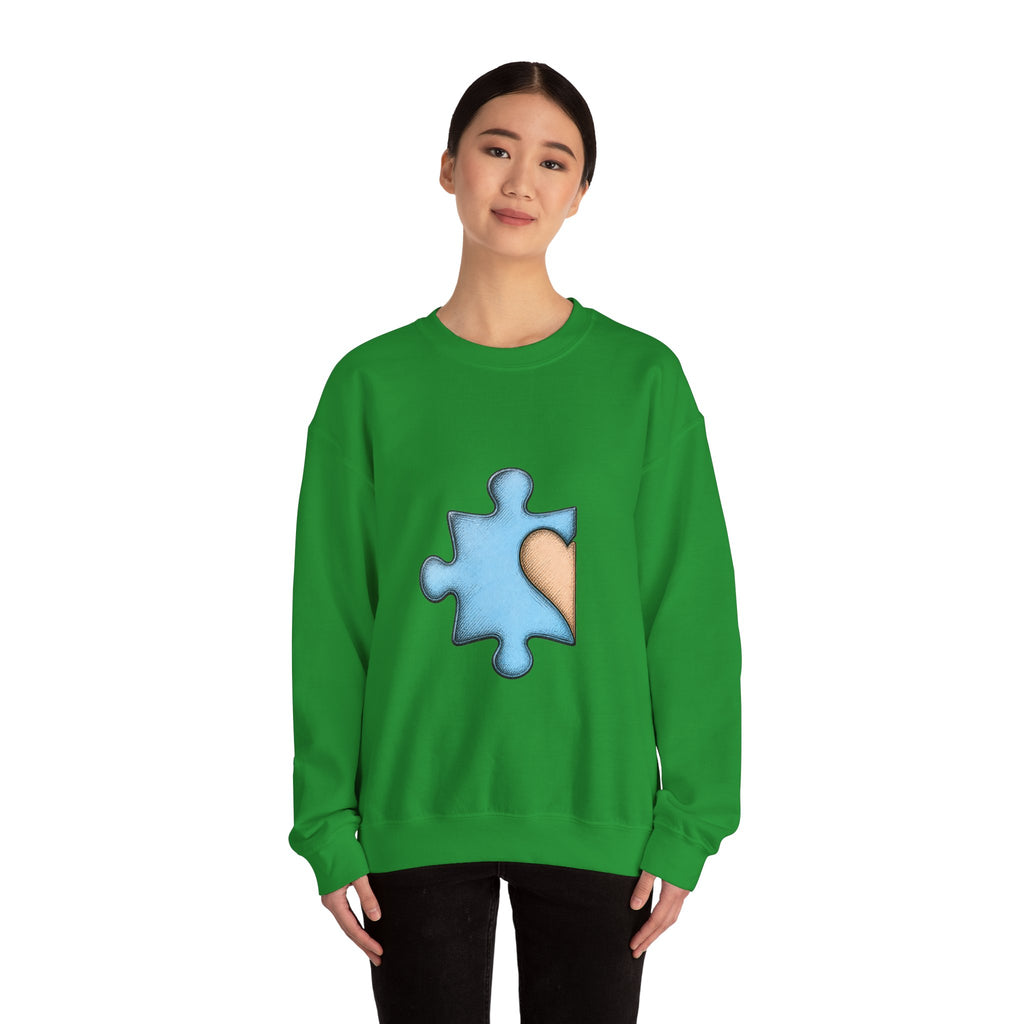 Matching Couple Sweatshirt - Puzzle Pieces Matching Couple Crewneck Sweatshirt Hand-Drawn Art His Hers Best Friend Gift - Design A