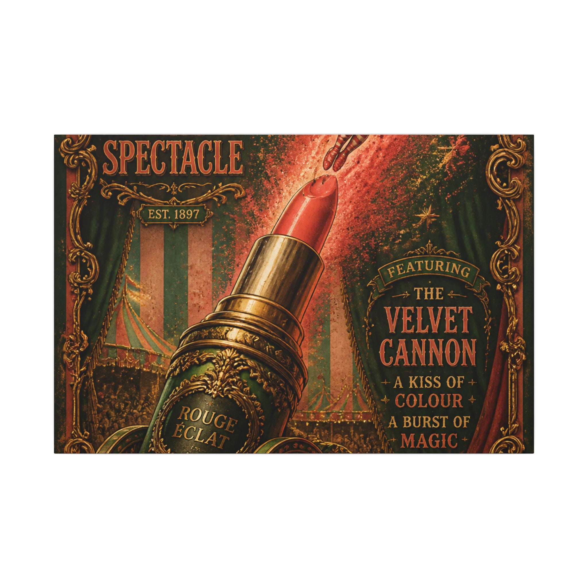 Lipstick Cannon Wall Art Canvas 16×20 Baroque Home Office Decor Maximalist Print