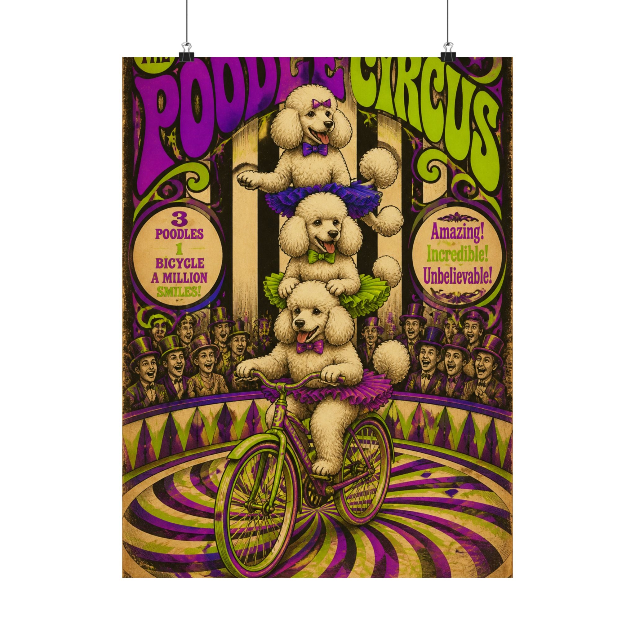 Poodle Stack Bicycle Wall Art Poster 24×36 Psychedelic Dining Room Decor Maximalist Print