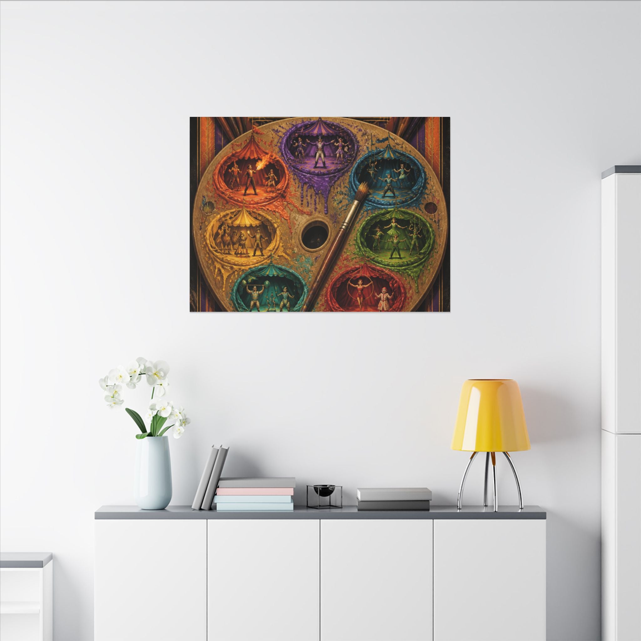 Paint Palette Stage Wall Art Canvas 24×36 Art Deco Bar Area Decor Maximalist Print
