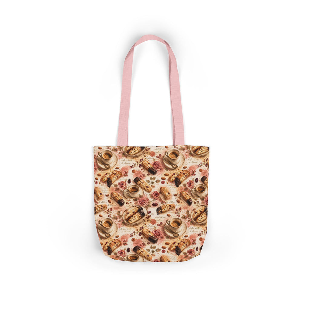 Almond Biscotti Canvas Tote Bag Mediterranean Kitchen Watercolor Splash Design Italian Cottagecore Gift