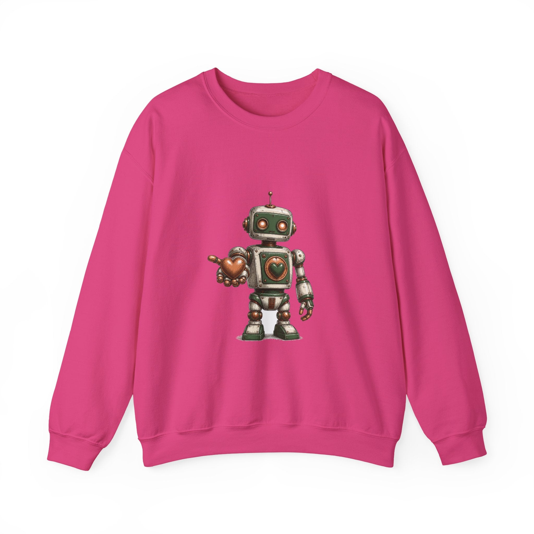 Matching Couple Sweatshirt - Robot & Heart Matching Couple Crewneck Sweatshirt Hand-Drawn Art His Hers Best Friend Gift - Design A