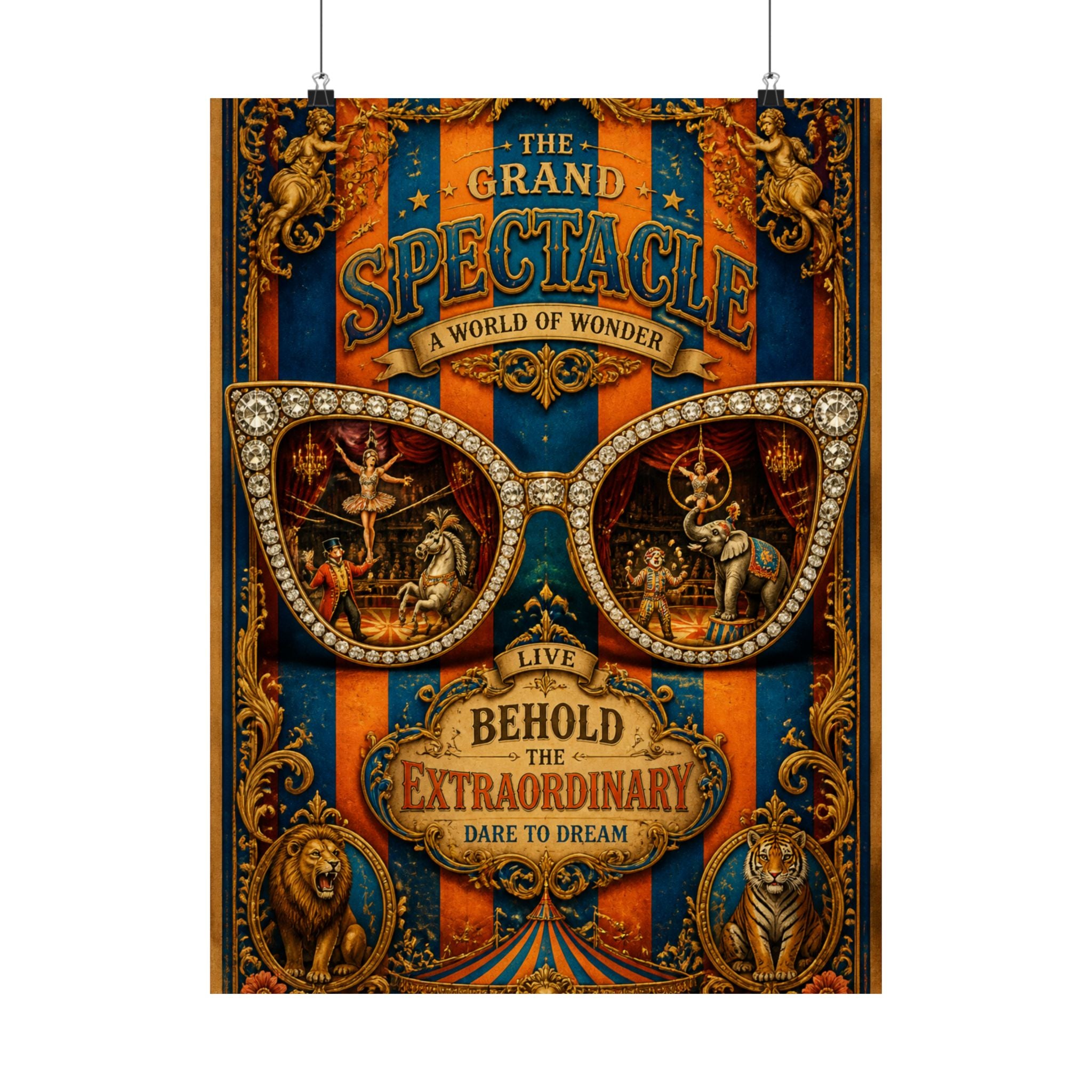 Sunglasses Circus Ring Wall Art Poster 24×36 Baroque Studio Decor Maximalist Print
