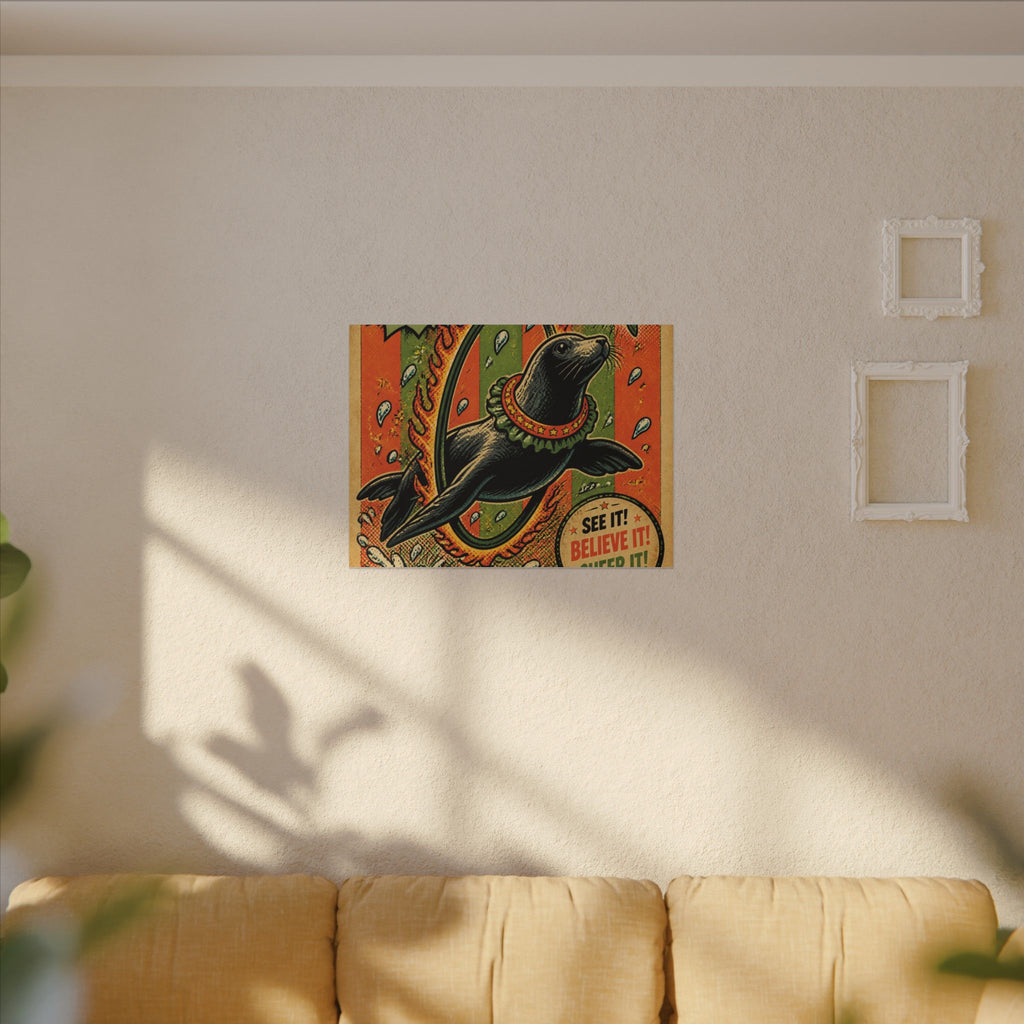 Seal Fire Hoop Wall Art Canvas 24×36 Pop Art Restaurant Decor Maximalist Print