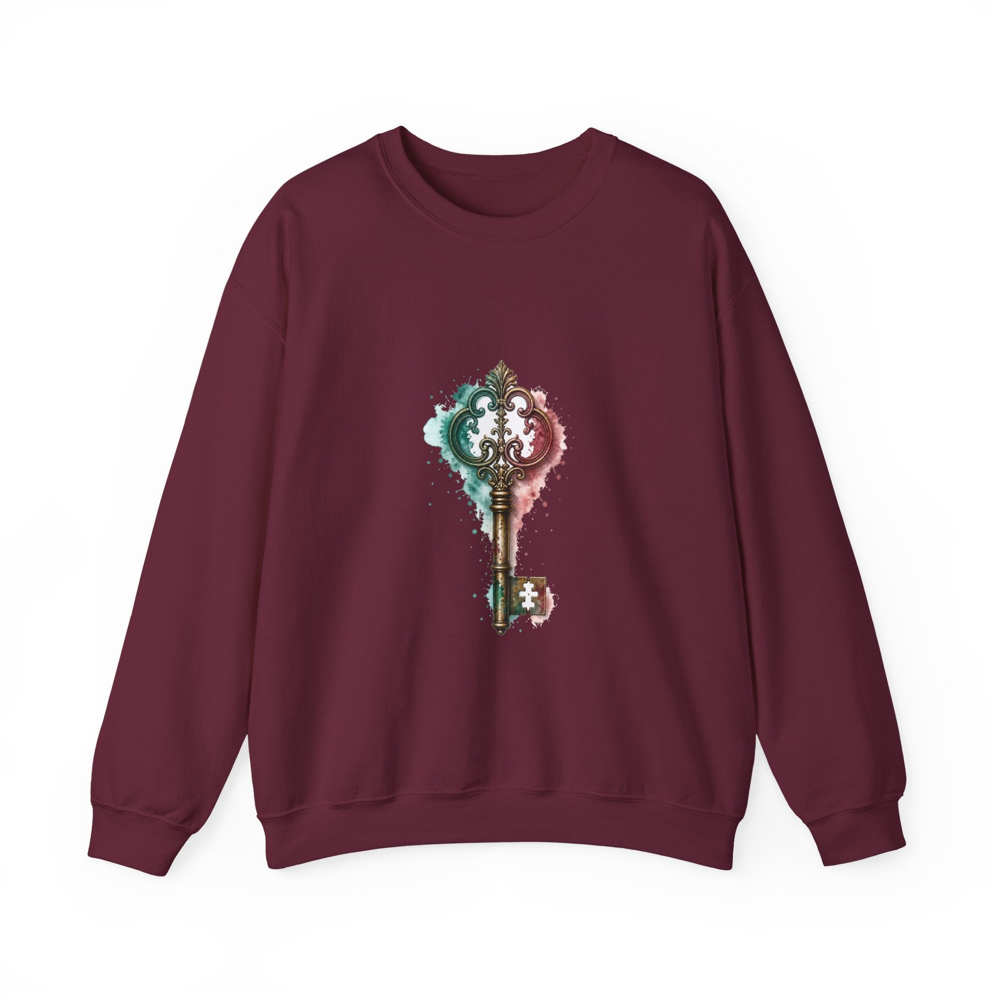Matching Couple Sweatshirt - Key & Lock Matching Couple Premium Fleece Sweatshirt Watercolor Art His Hers Birthday Gift - Design A