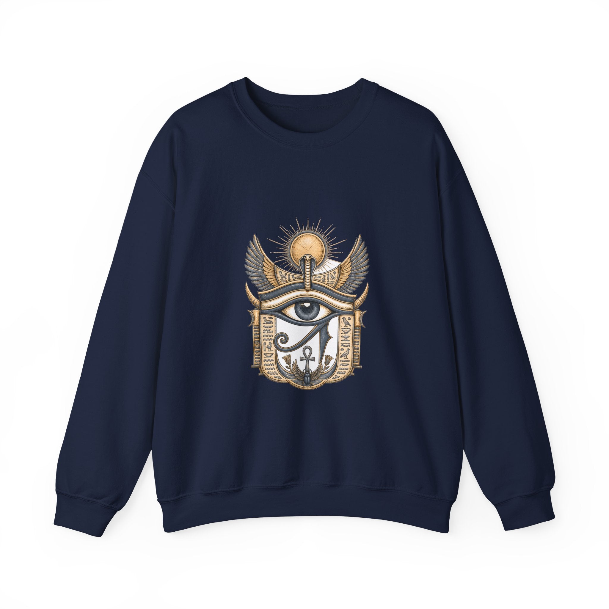 Matching Couple Sweatshirt - Eye of Ra & Horus Matching Couple Crewneck Sweatshirt Hand-Drawn Art His Hers Best Friend Gift - Design A