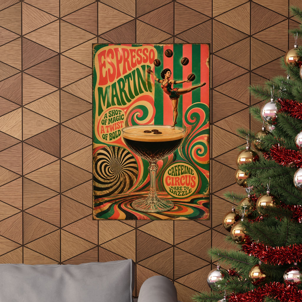 Espresso Martini Acrobat Wall Art Poster 24×36 Psychedelic Dining Room Decor Maximalist Print