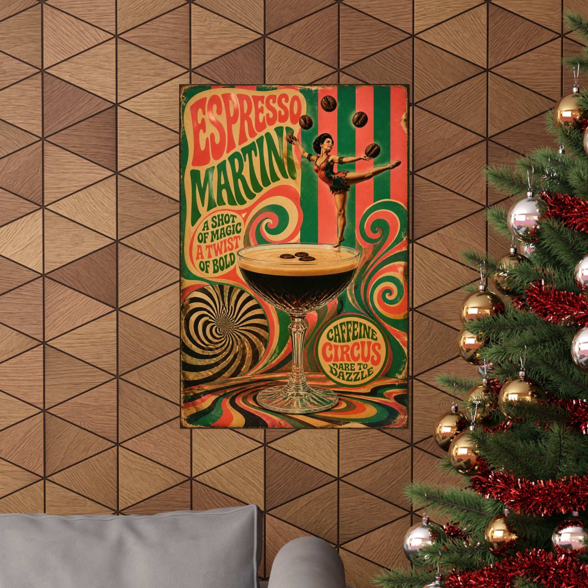 Espresso Martini Acrobat Wall Art Poster 24×36 Psychedelic Dining Room Decor Maximalist Print