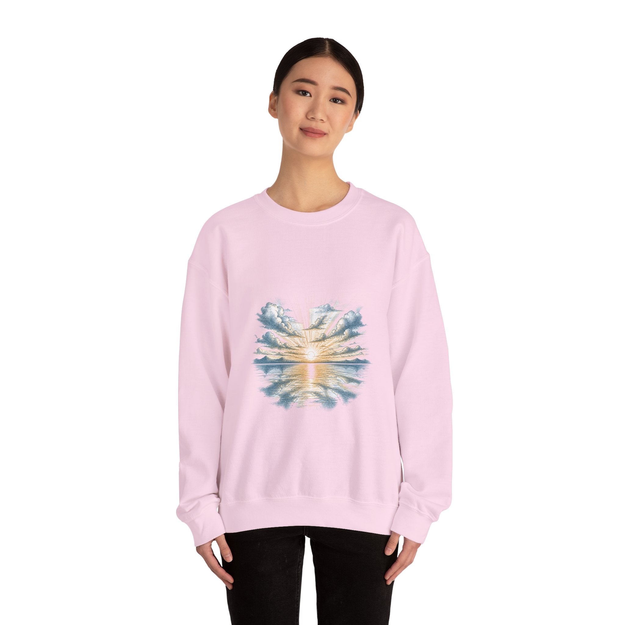 Matching Couple Sweatshirt - Sunrise & Sunset Matching Couple Comfort Colors Crew Hand-Drawn Art His Hers Anniversary Gift - Design A