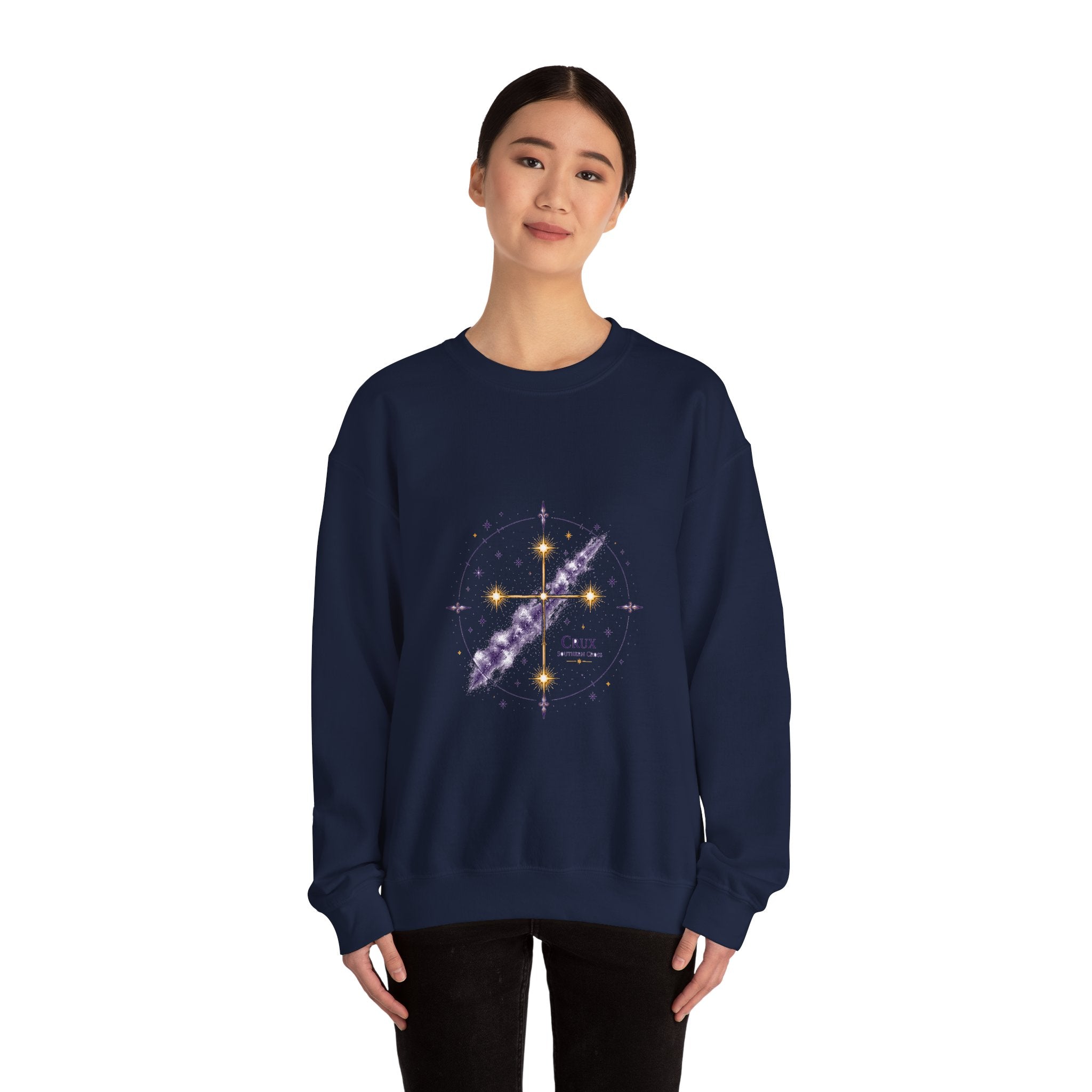 Matching Couple Sweatshirt - Aurora & Southern Cross Matching Couple Premium Fleece Sweatshirt Hand-Drawn Art His Hers Anniversary Gift - Design B