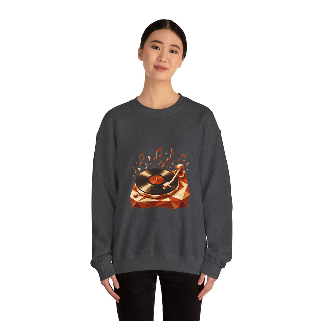 Matching Couple Sweatshirt - Vinyl & Cassette Matching Couple Premium Fleece Sweatshirt Geometric Art His Hers Love Gift - Design A