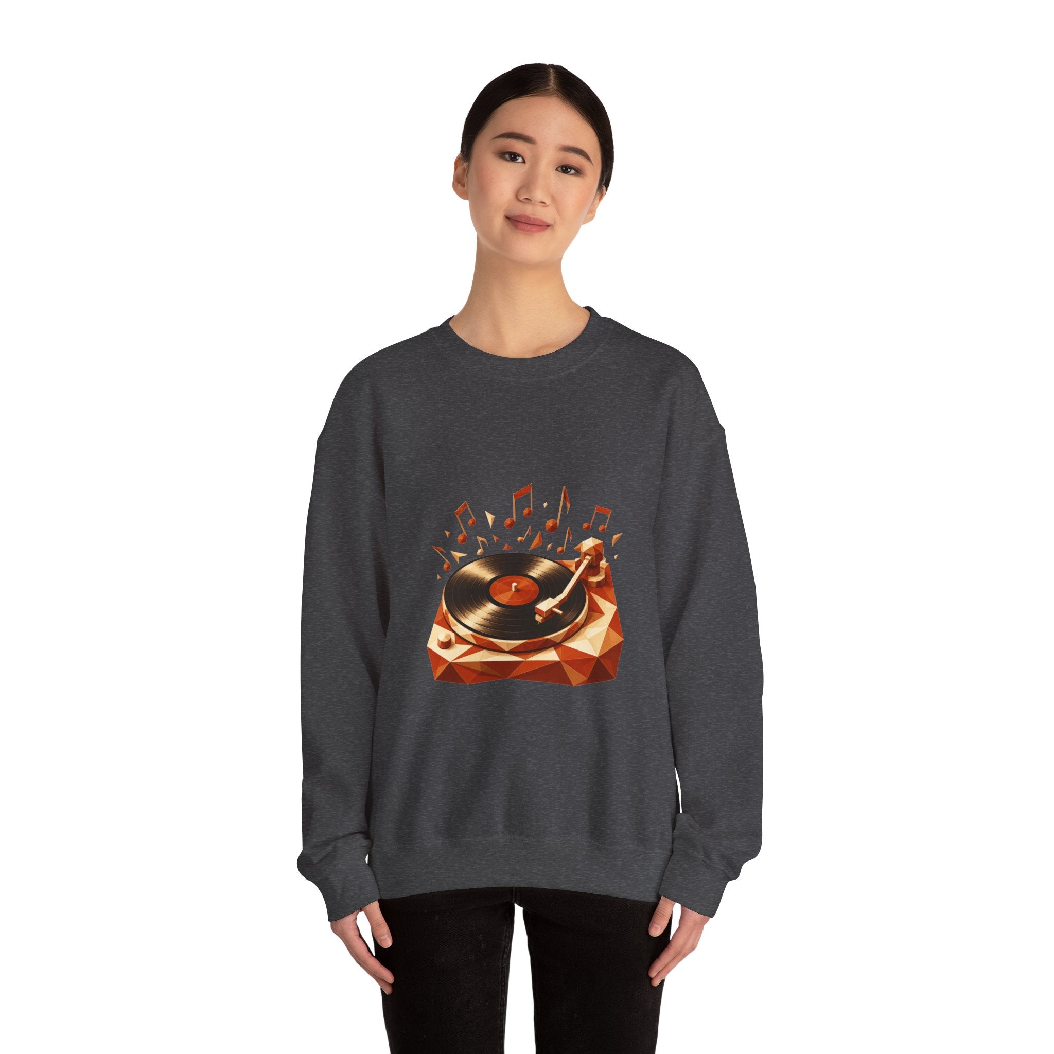 Matching Couple Sweatshirt - Vinyl & Cassette Matching Couple Premium Fleece Sweatshirt Geometric Art His Hers Love Gift - Design A