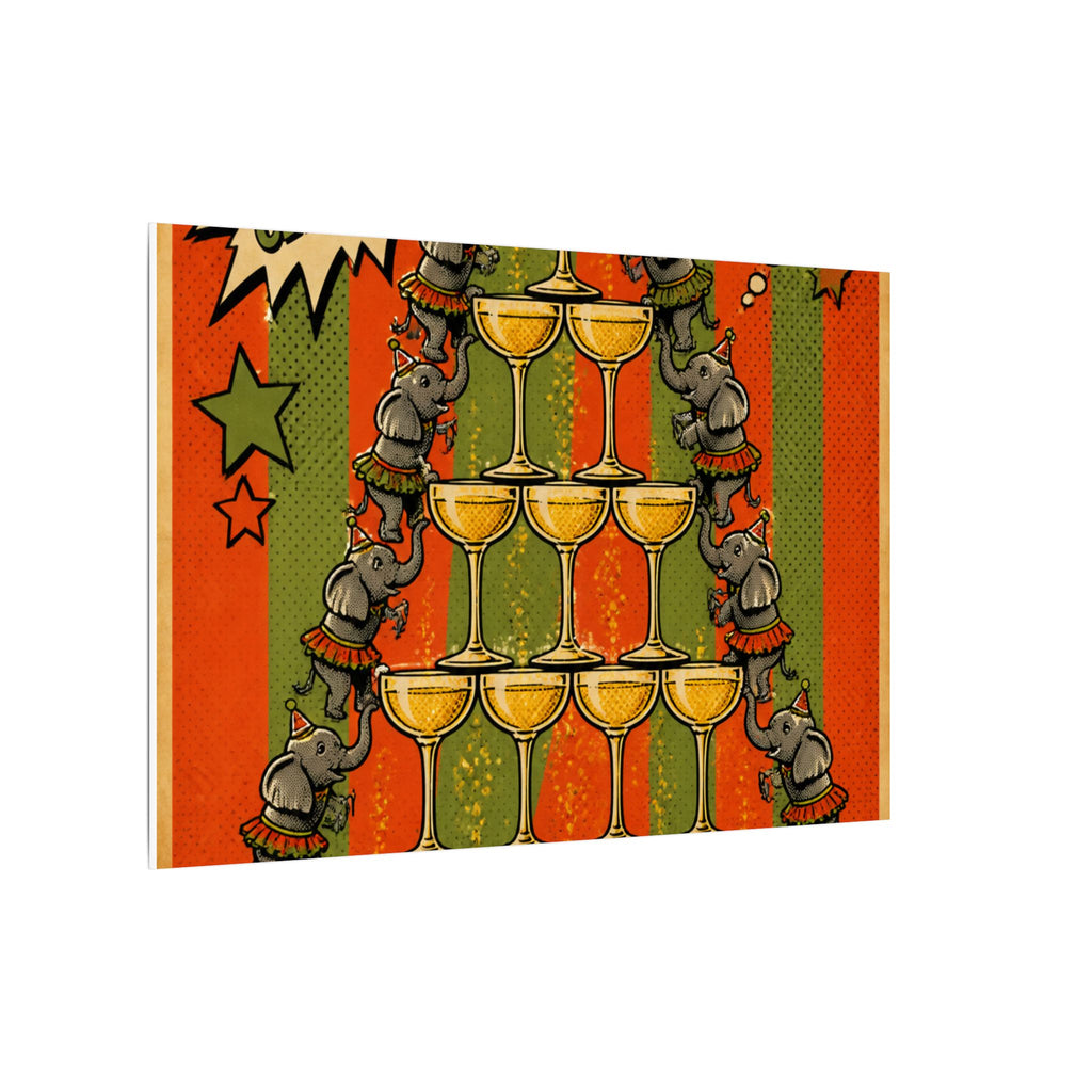 Champagne Tower Elephants Wall Art Canvas 16×20 Pop Art Living Room Decor Maximalist Print
